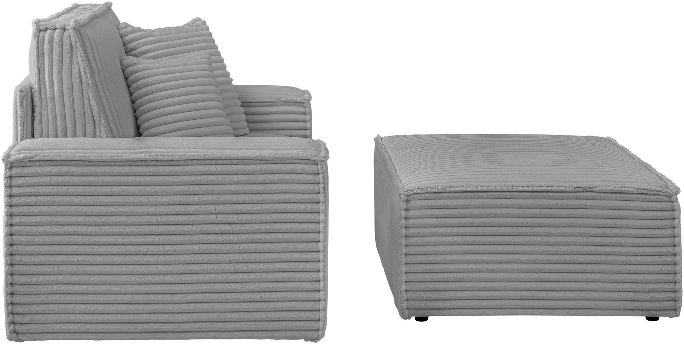 GOODproduct Loveseat »FINNLEY, Loveseat & Hocker im Set, trendige Stoffe, inkl. Zierkissen« 2 Stk. tlg. verfügbar in den Stoffqualitäten Bouclé, Struktur fein und Mega Cord