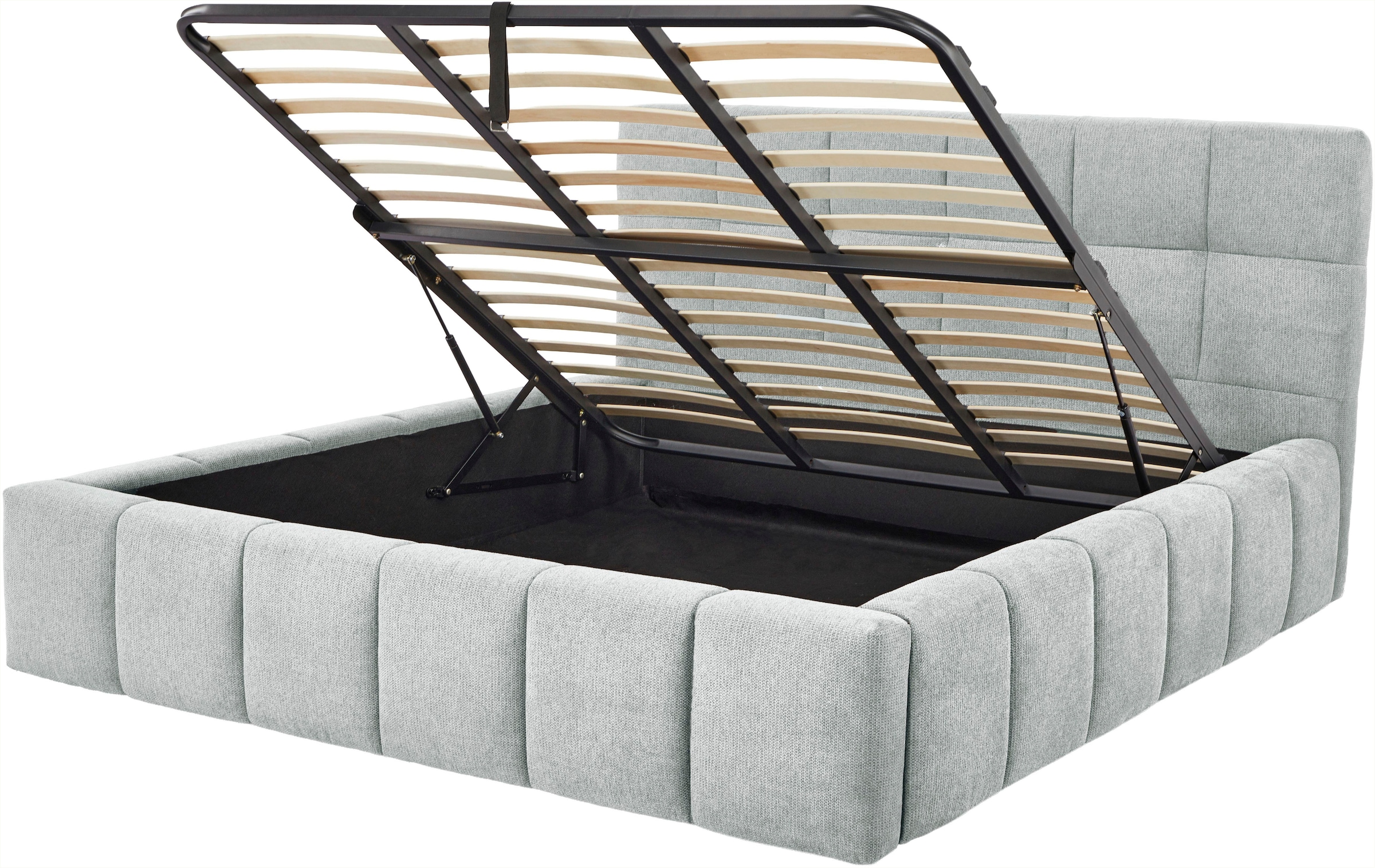 GOODproduct Lit rembourré »EDDION, Stauraumbett mit Lattenrost und Bettkasten, 180x200cm« hochwertiger Chenille-Bezug, gepolstertes Kopfteil und Rahmen