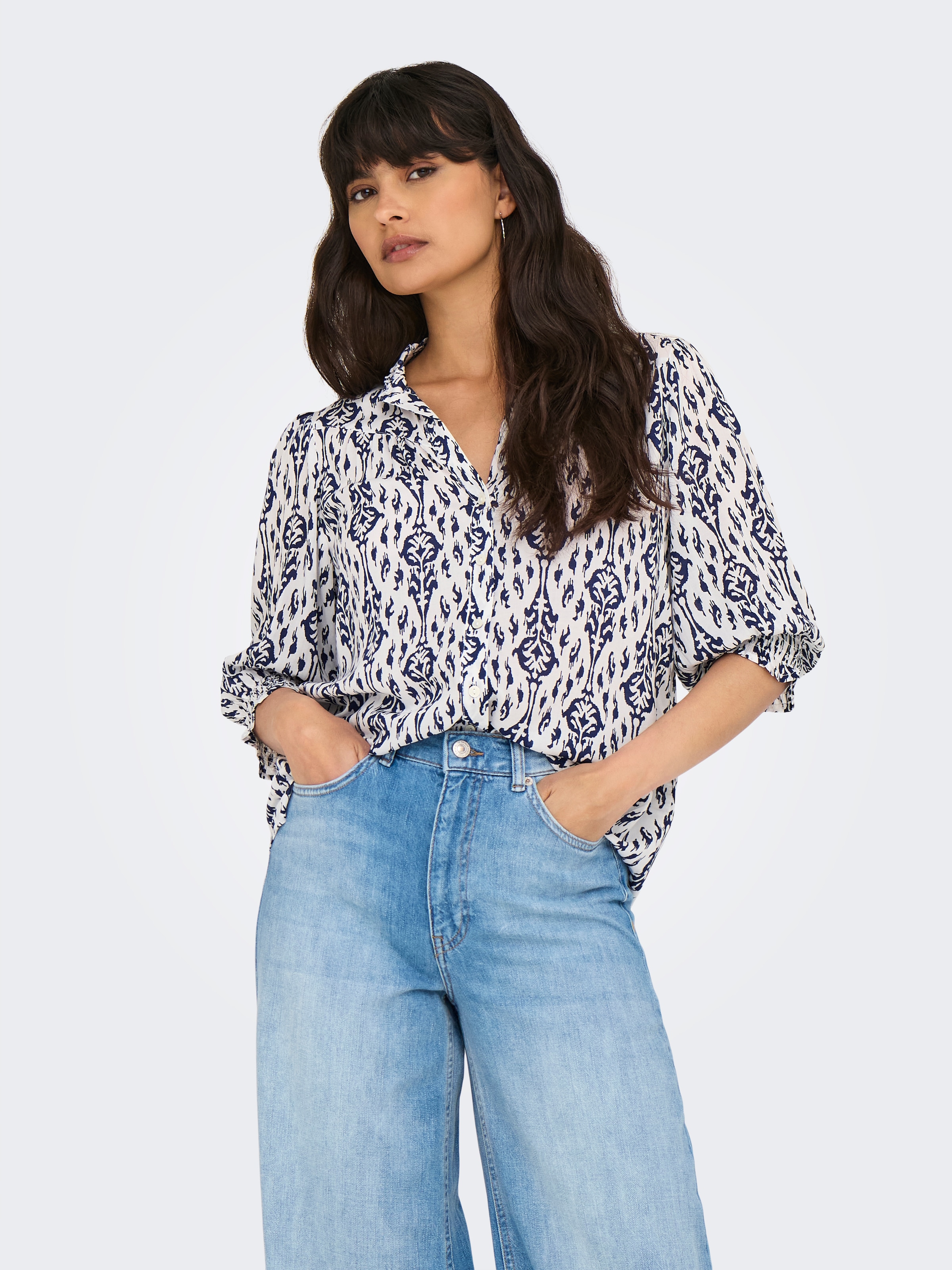 ONLY Kurzarmbluse »ONLRAYA 3/4 SHIRT WVN NOOS« Viskose, regular fit