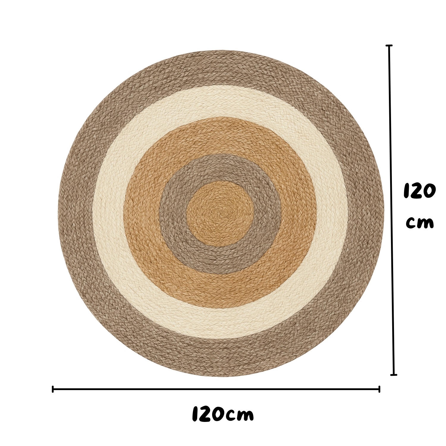 Myflair Möbel & Accessoires Teppich »Terra Rings« rund 10 mm Höhe Juteteppich, handgeflochten, Wendeteppich, gestreift, reine Naturfaser