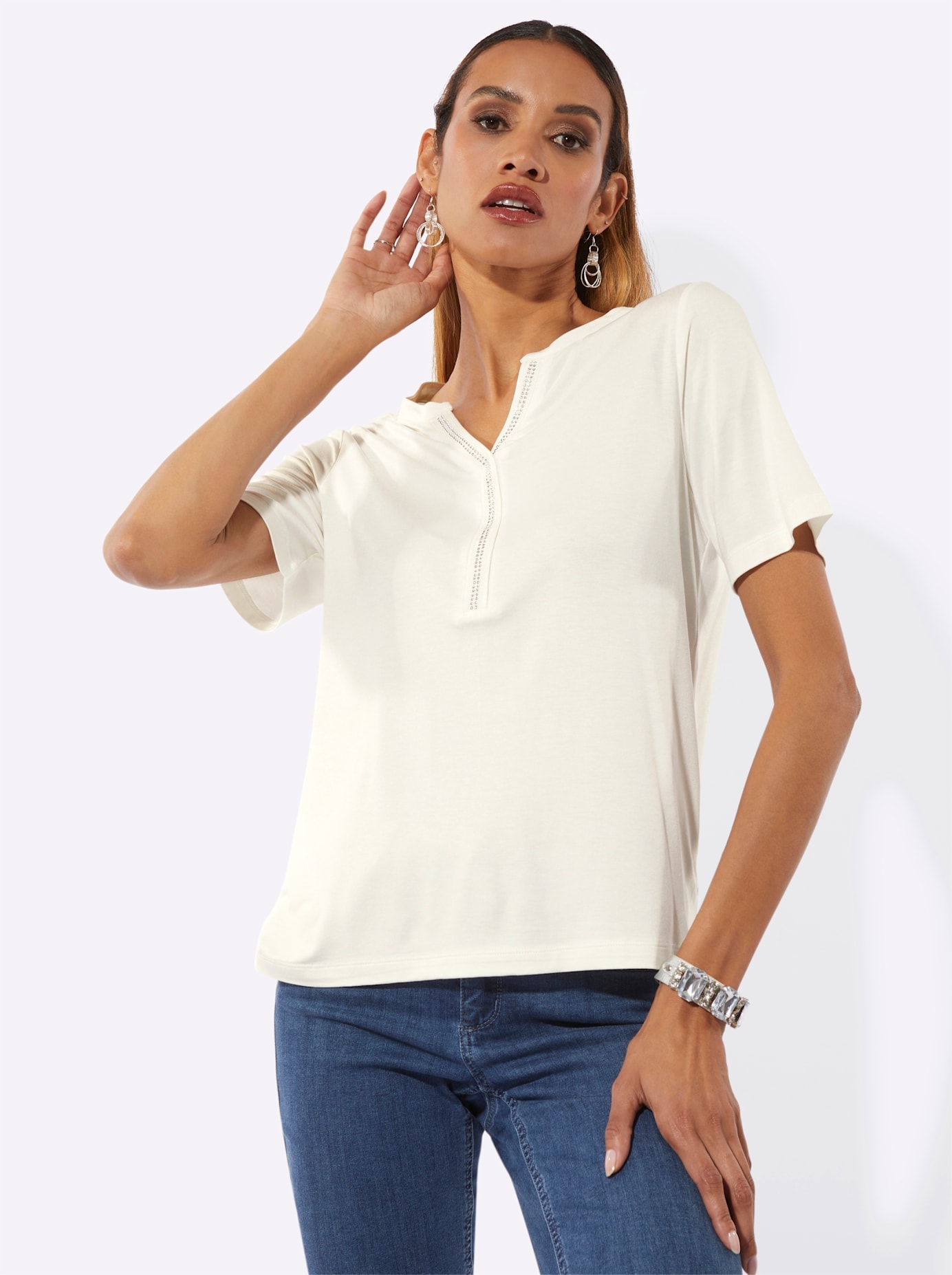 creation L T-shirt en V »Kurzarm-Shirt« 1 pièces