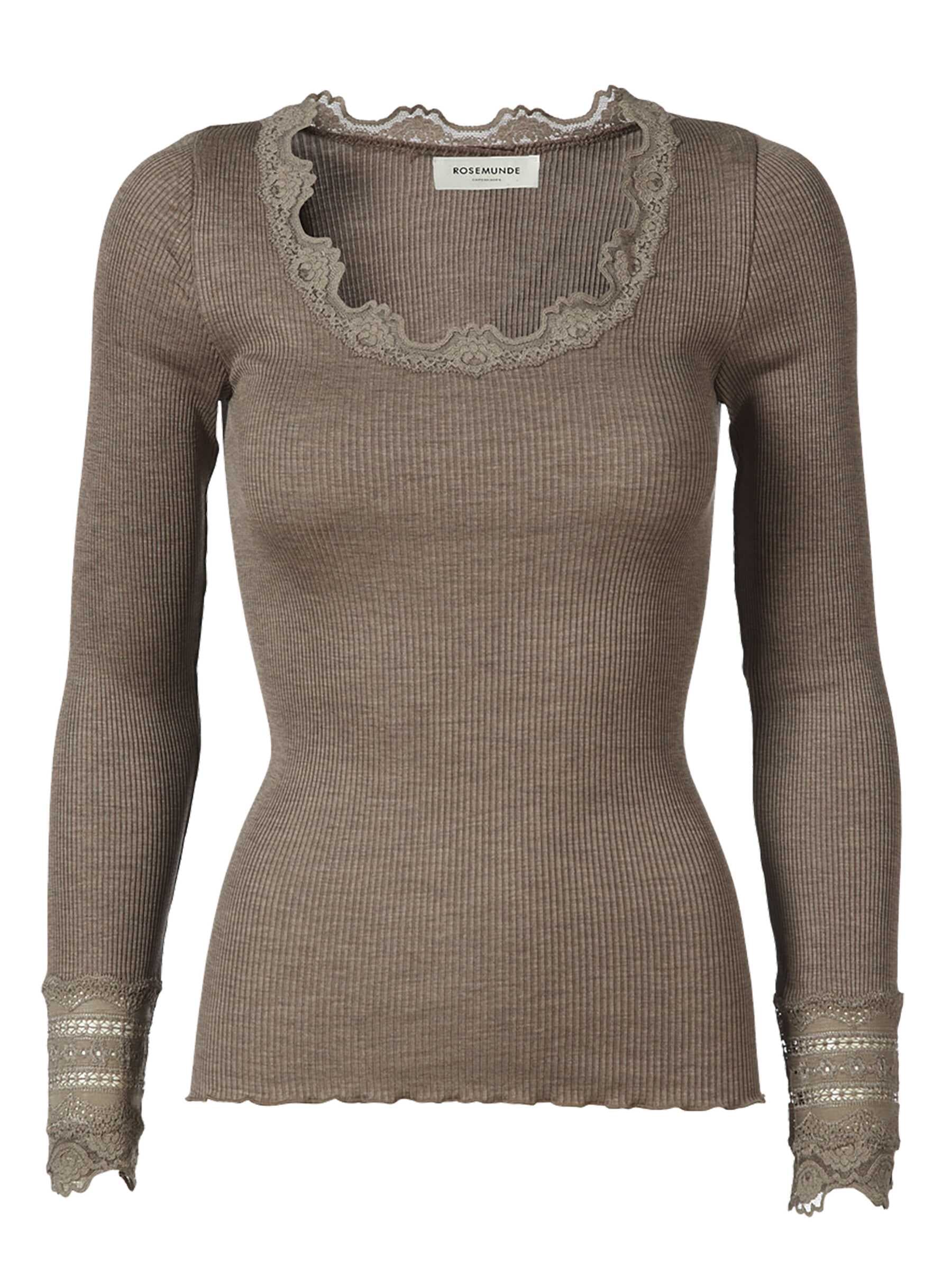 rosemunde Langarmshirt »Benita Silk Blouse mit Seide« Langarm, mit Spitze, feminin, bequem, Seiden- Baumwollmischung