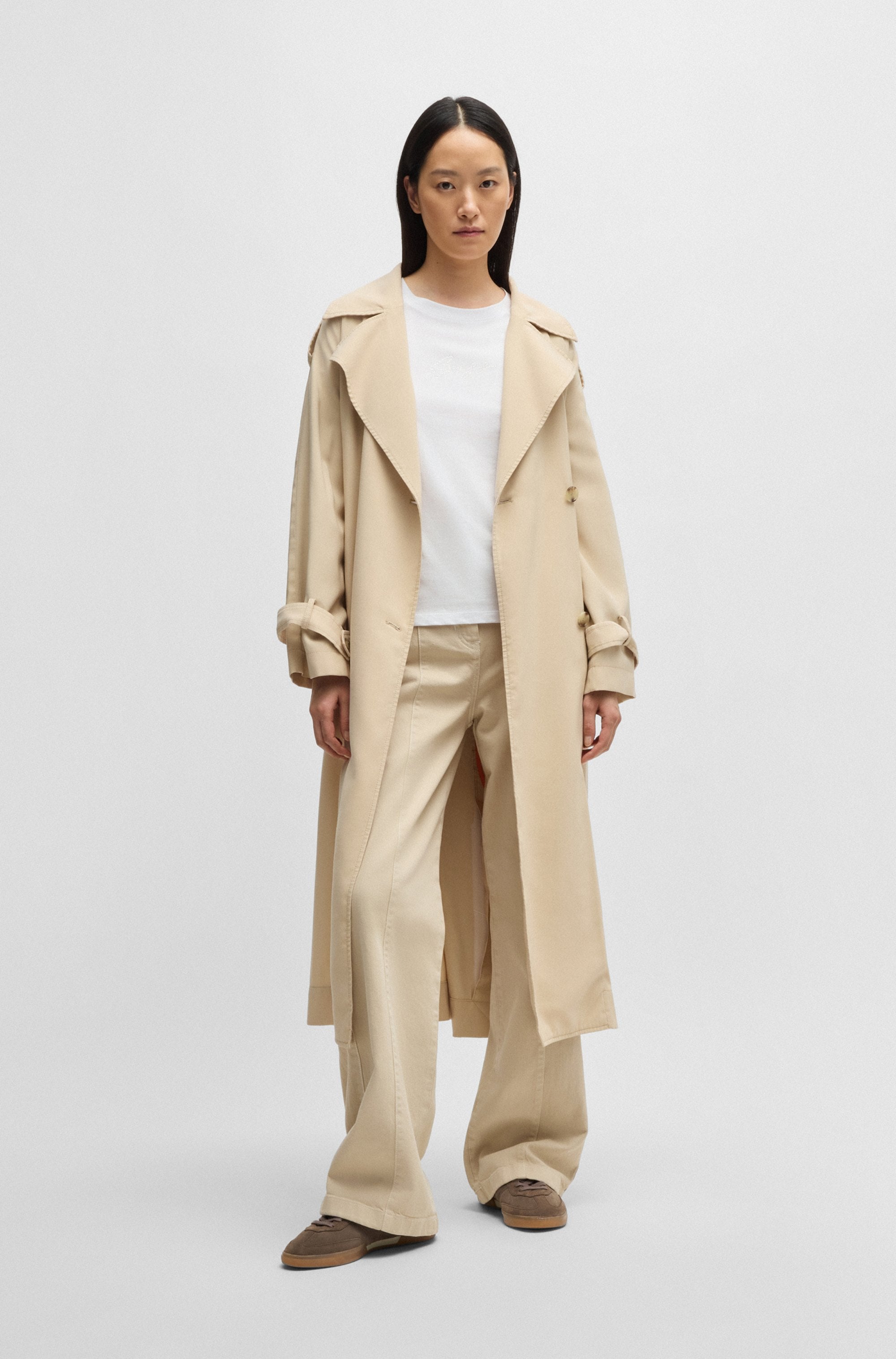 BOSS ORANGE T-shirt »Esogo_MA_crystal Premium Damenmode« mit glitzer Logoschriftzug