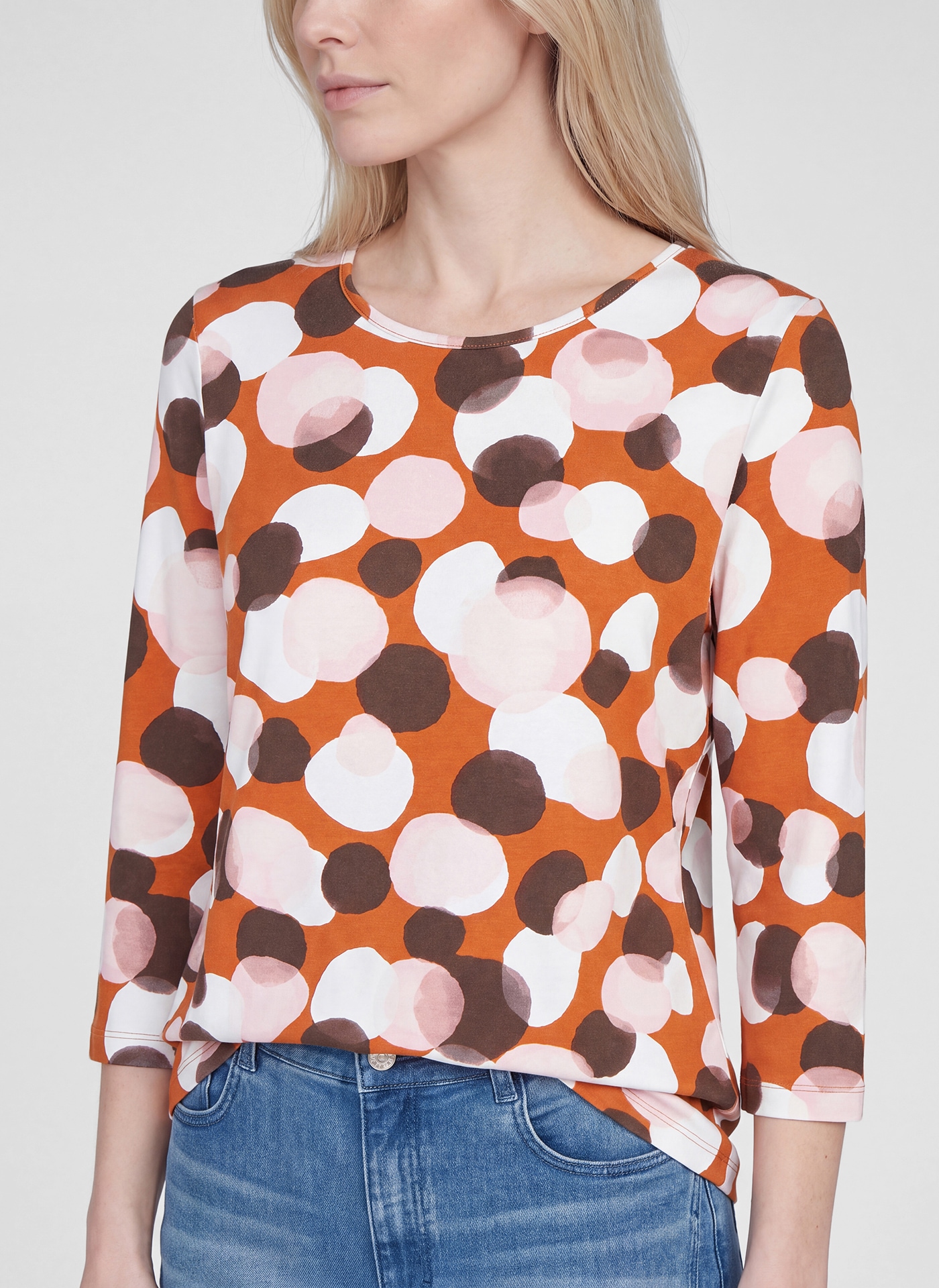 Rabe T-shirt à manches 3/4 mit Allover-Muster