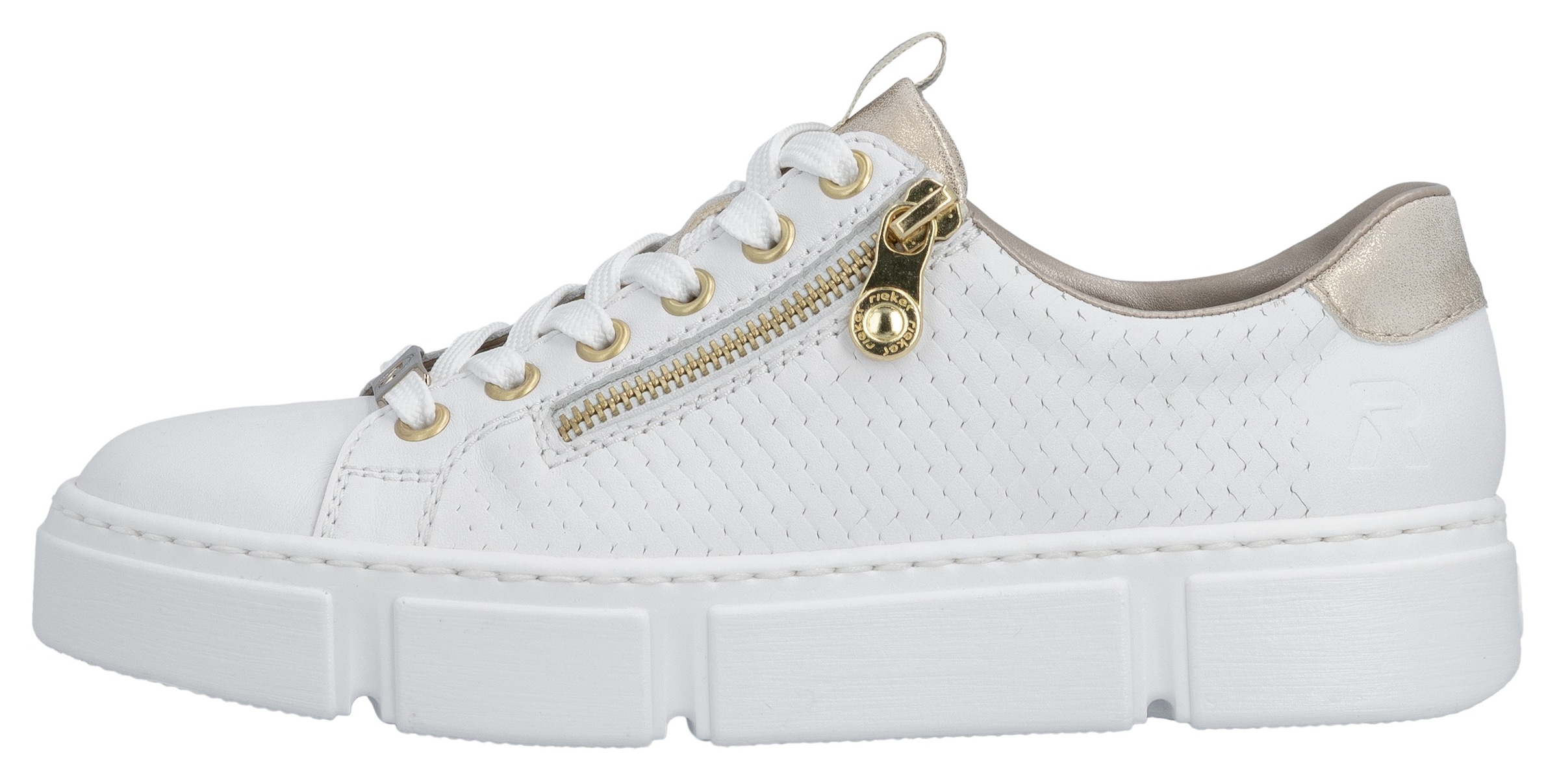 Rieker Baskets à plateforme  mit goldfarbenen Details, Freizeitschuh, Halbschuh, Schnürschuh
