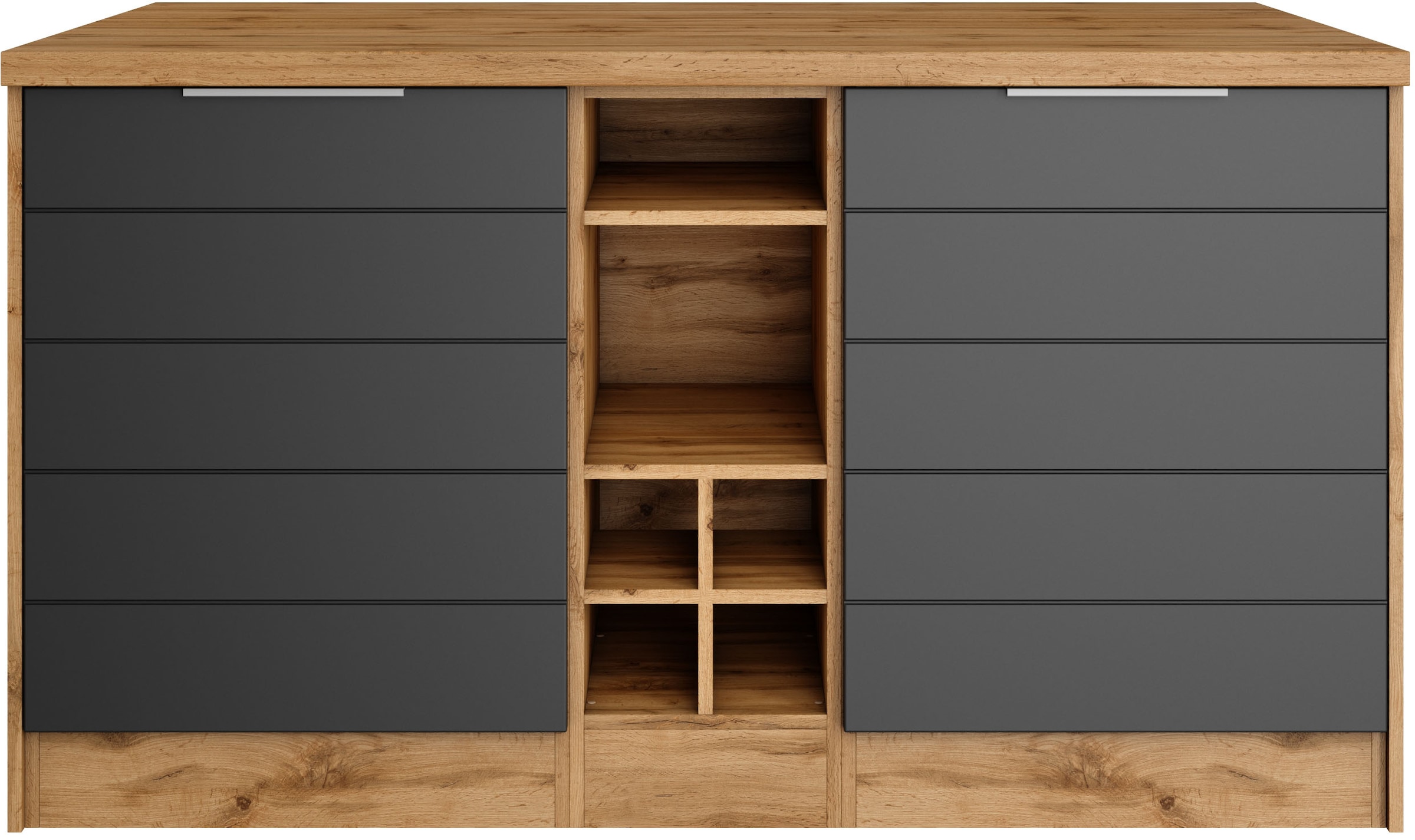 KOCHSTATION Ilot de cuisine »KS-Luhe, Breite 153 cm, mit Flaschenregal« façades MDF, plan de travail épaisseur 38mm