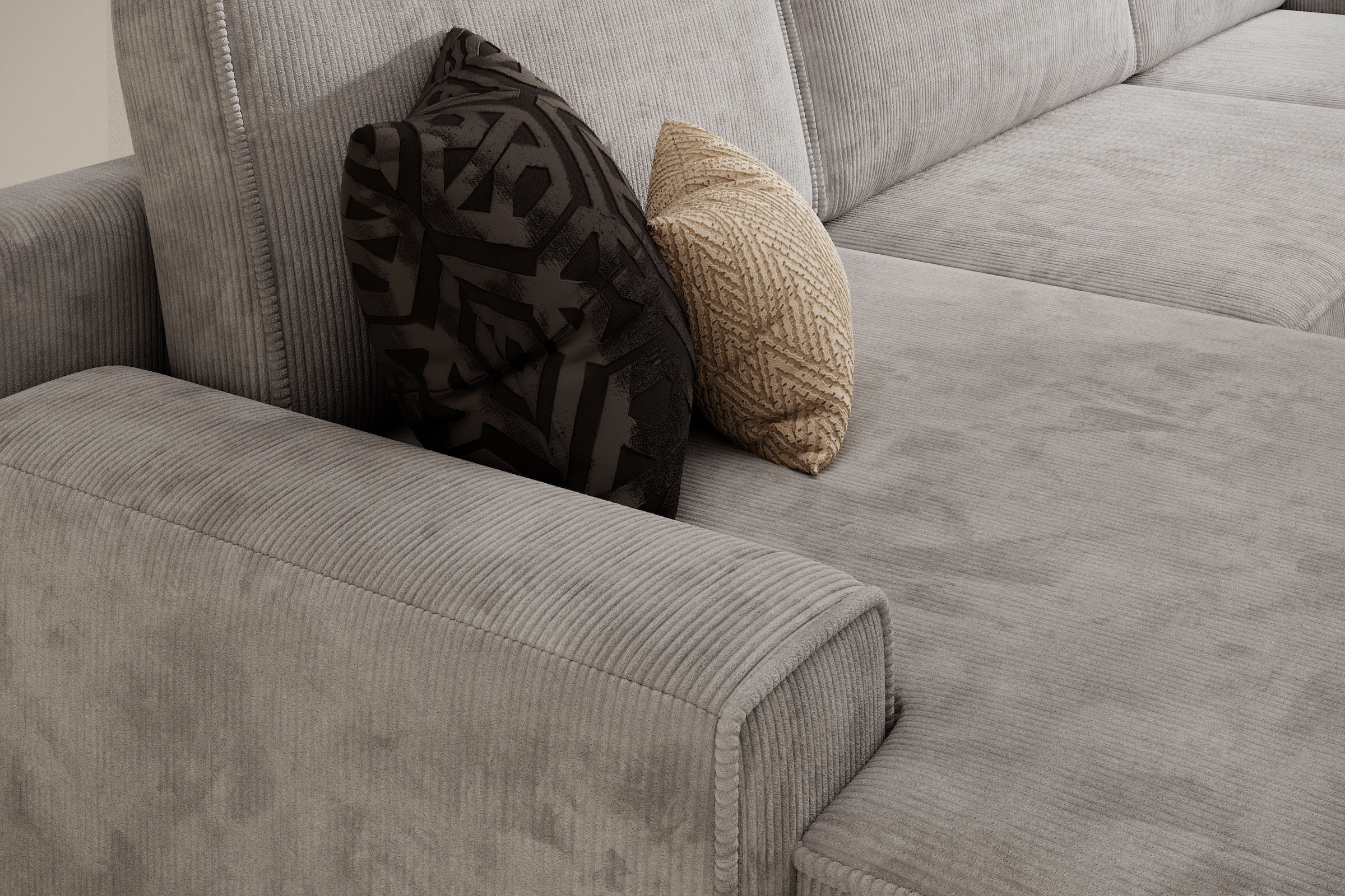 TRENDMANUFAKTUR Wohnlandschaft »Challenge, Schlafsofa mit Bettkasten, Couch in U-Form, Breite 333 cm« XXL Sofa mit Bettkasten & Schlaffunktion, auch in trendigem Cordstoff