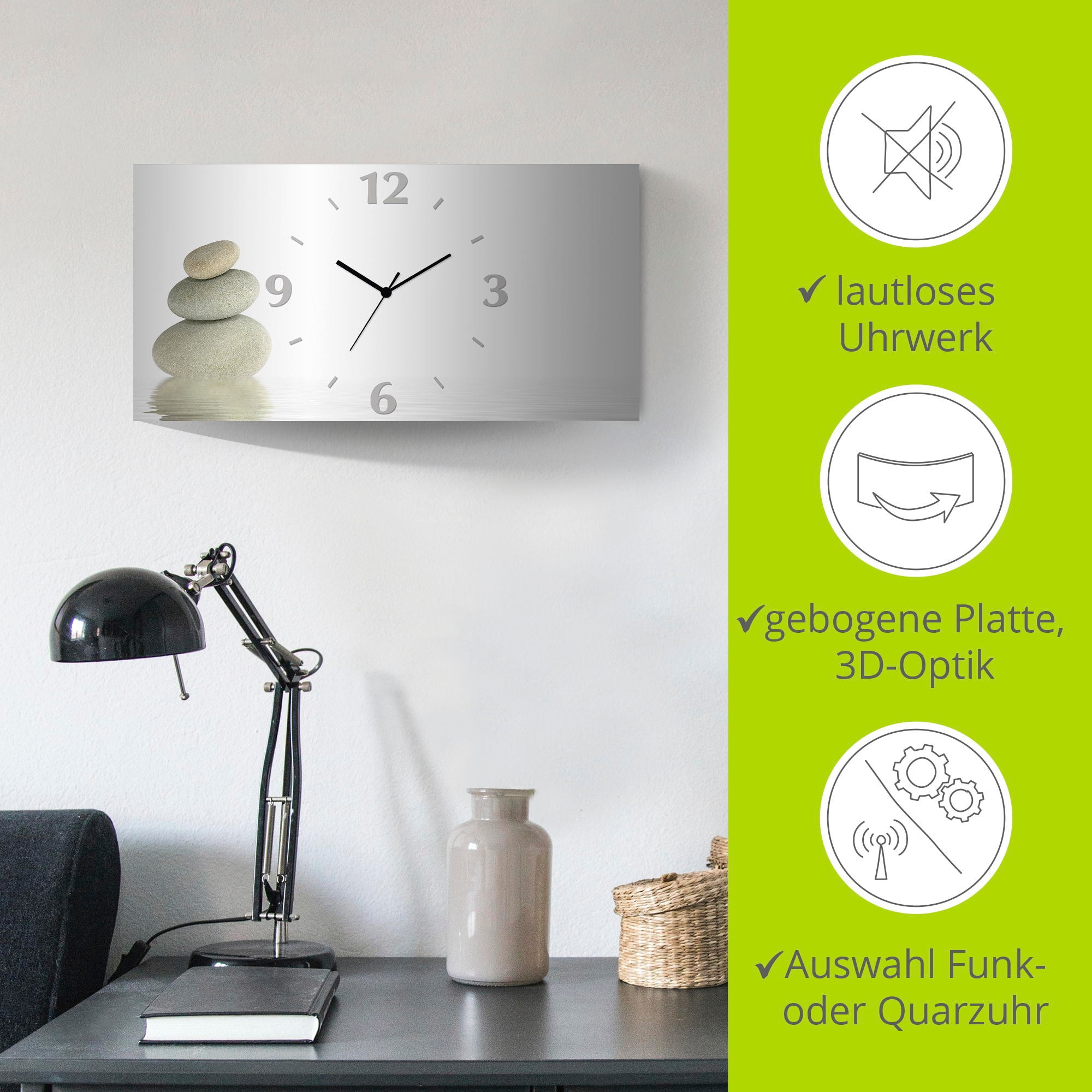 Artland Wanduhr »Zen Friede« 3D Optik gebogen, mit Quarz- oder Funkuhrwerk, versch. Grössen