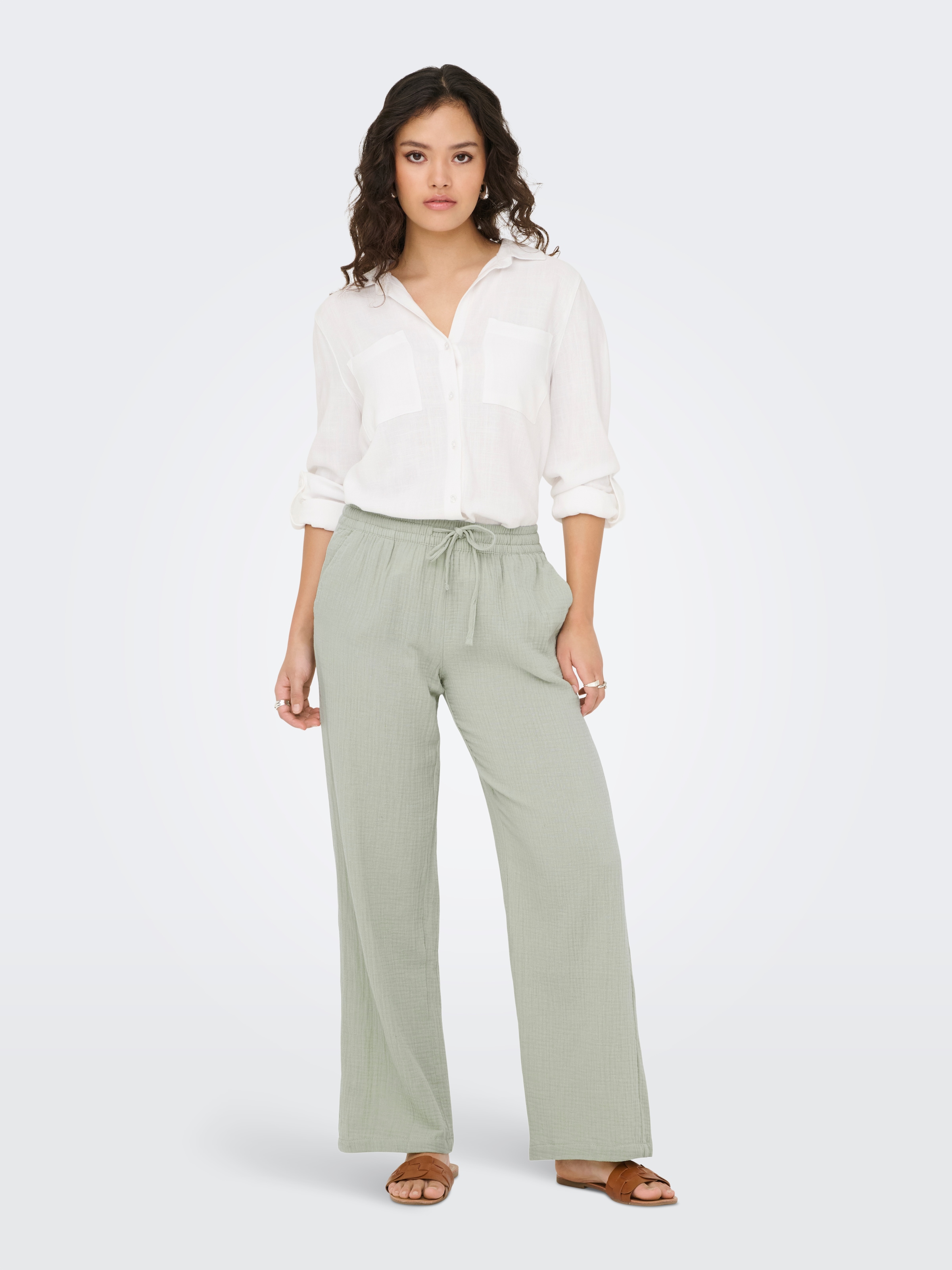 JDY Pantalon à enfiler »JDYTHEIS LIFE WIDE PANT WVN NOOS«  Sommerhose, aus Musselin
