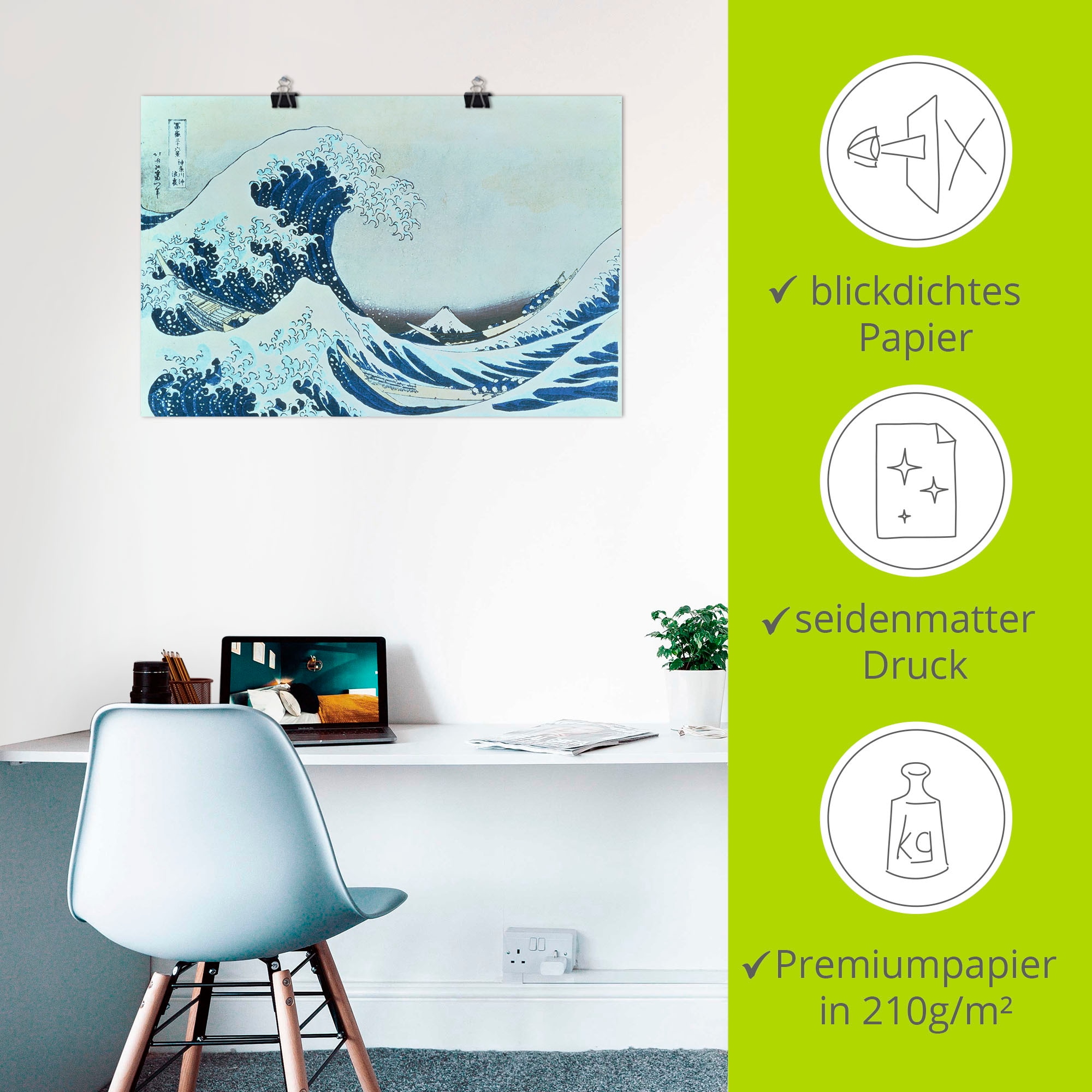 Artland Poster »Die grosse Welle von Kanagawa. 1831« Gewässer 1 Stk. tlg. ohne Rahmen