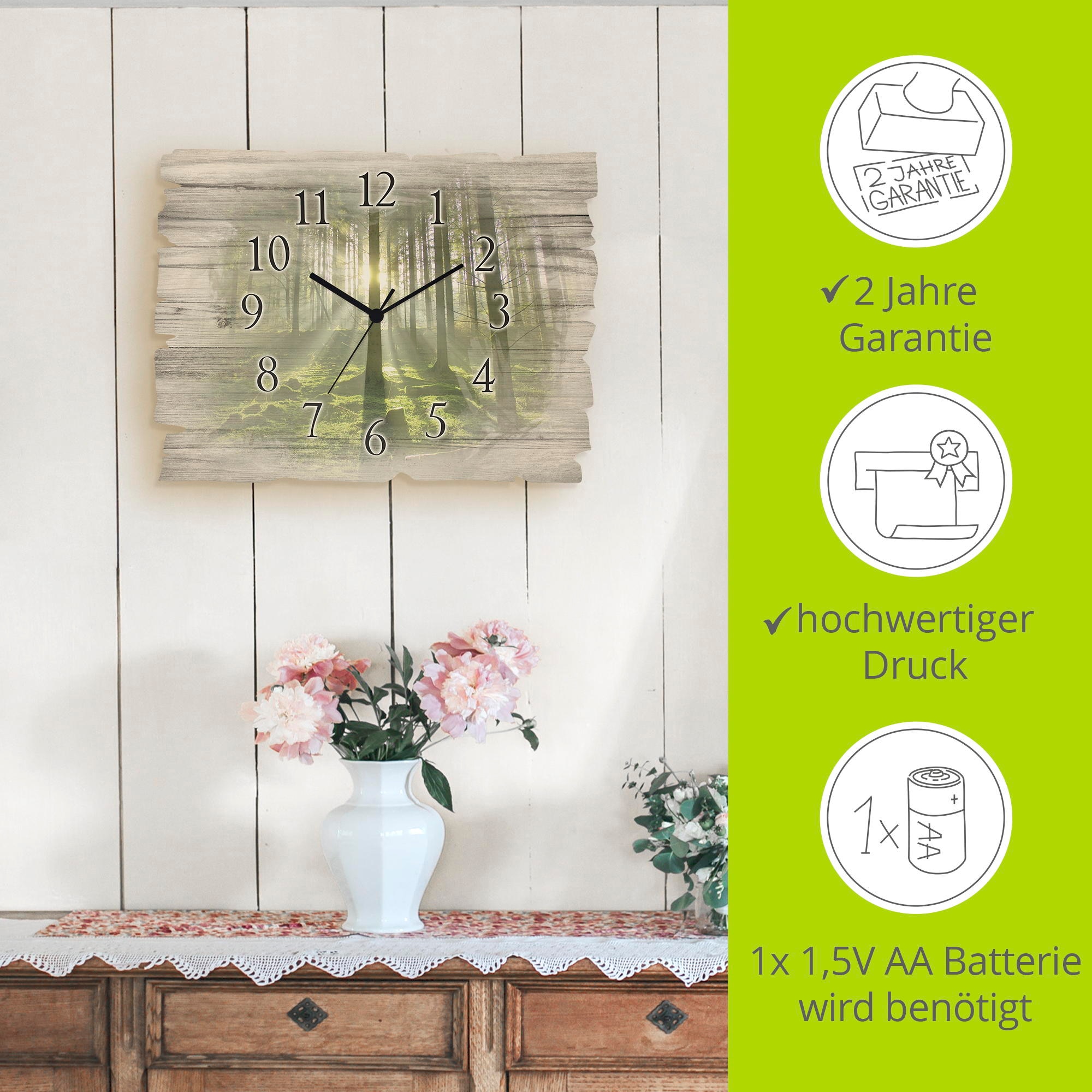 Artland Horloge murale »Wald im Gegenlicht« wahlweise mit Quarz- oder Funkuhrwerk, lautlos ohne Tickgeräusche