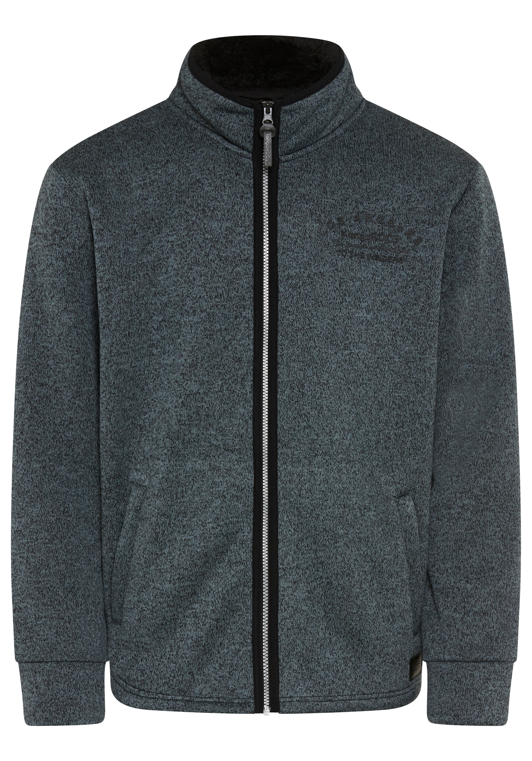 KangaROOS Strickfleecejacke mit durchgehendem Reissverschluss, po-bedeckende Länge