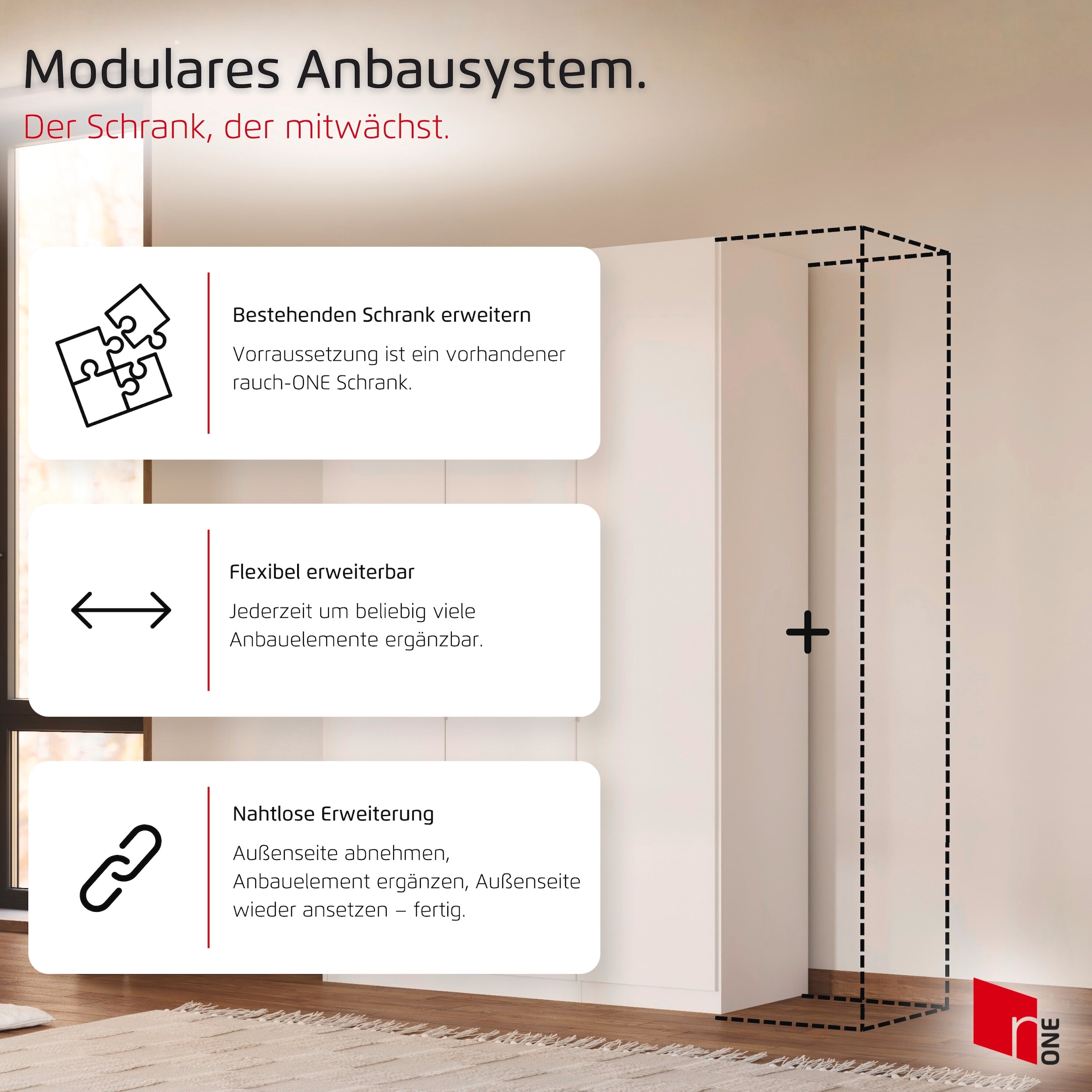 rauch Armoires à vêtements »ANBAUELEMENT für vorhandene Schränke WELTNEUHEIT ELVIK by rauch-ONE« PATENTIERTES SCHNELLMONTAGESYSTEM mit Push-to-open MADE IN GERMANY