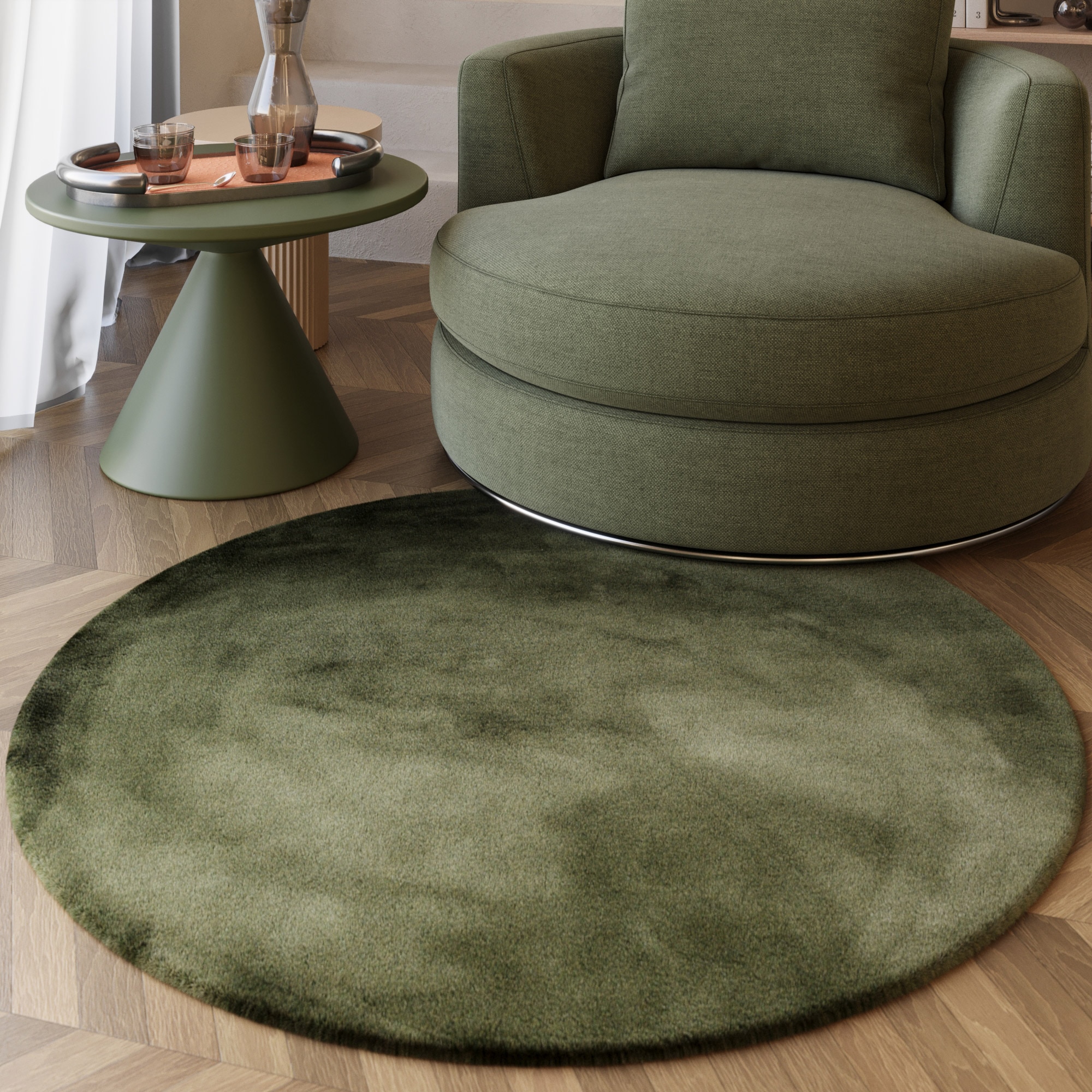 Esprit Tapis à poils longs »Alice  ESP-4377  Kunstfell« Rond 25 mm Höhe Kaninchenfell-Haptik, besonders weich und dicht, für alle Räume
