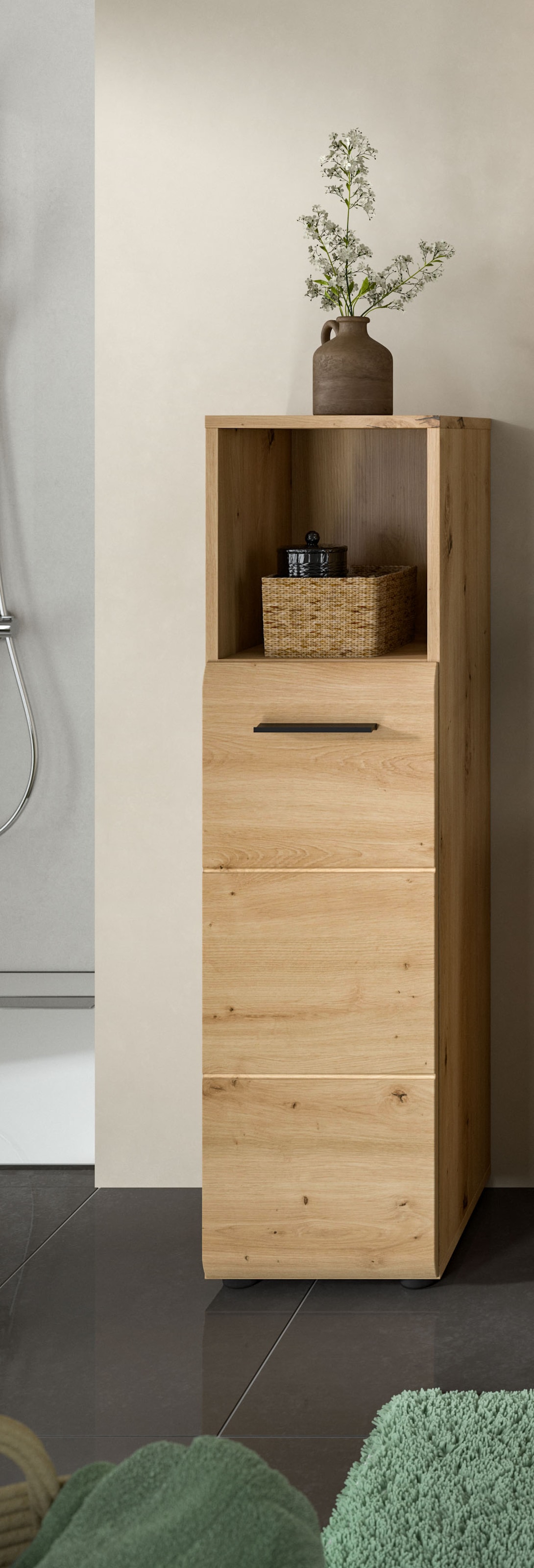 INOSIGN Armoire de rangement »FLORENZ, TOPSELLER!, Höhe 110 cm, 1 Tür, 2 Fachböden, 1 offenes Fach« TOPSELLER!, 1 cuis tlg. Türanschlag wechselbar, hochwertige MDF Front, Badschrank, Bad