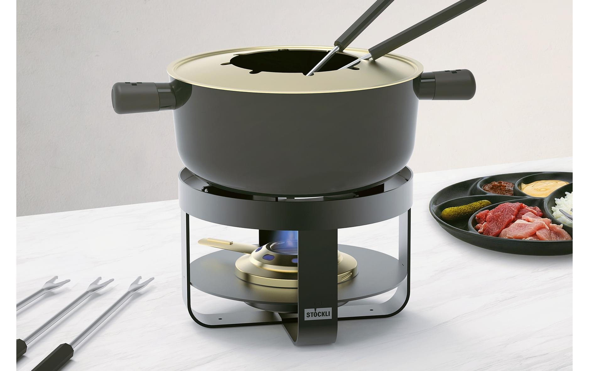 Stöckli Fondue »Fondue-Set Steel Pot Emotion BL 9 Teile«