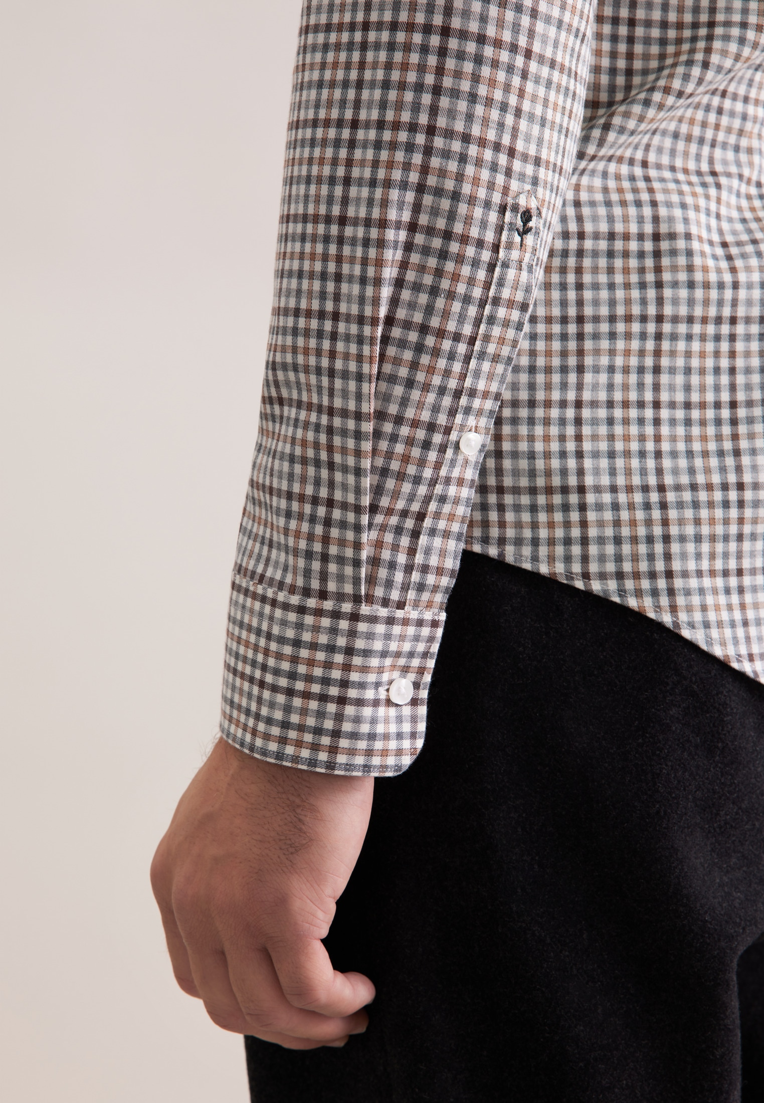 seidensticker Flanellhemd »Schwarze Rose« Slim 1/1 Button-Down-Kragen Karo