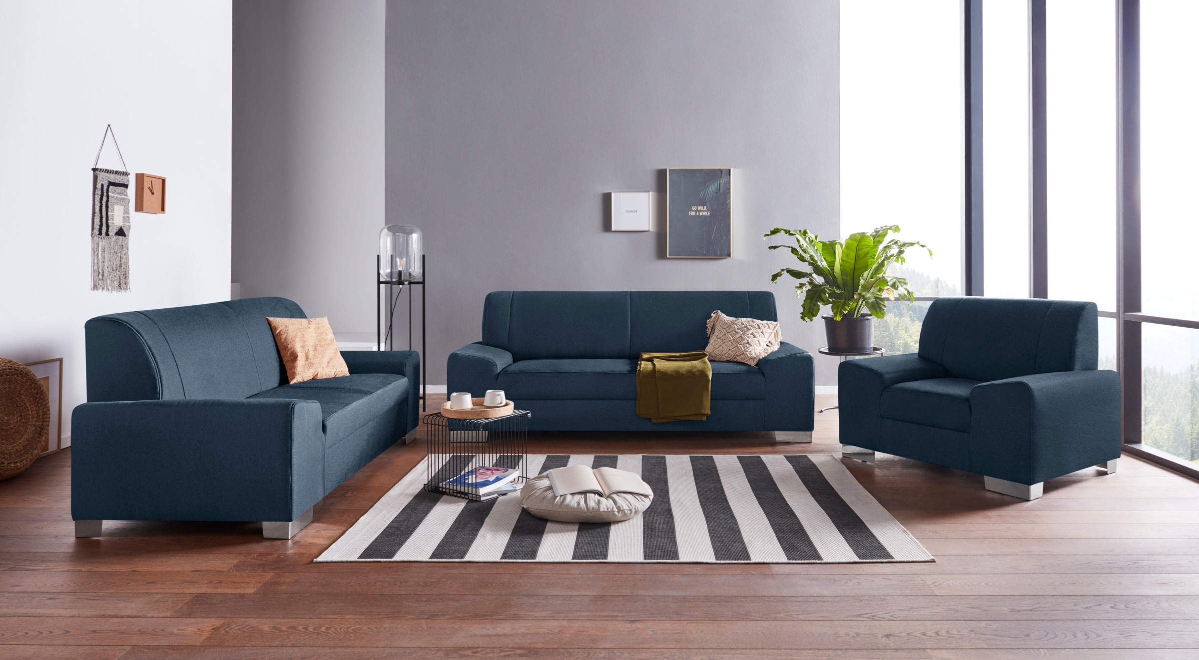 DOMO collection 2-Sitzer »Anzio in kubischer Formensprache, flache Armlehnen, Breite 184cm« wahlweise mit Federkern