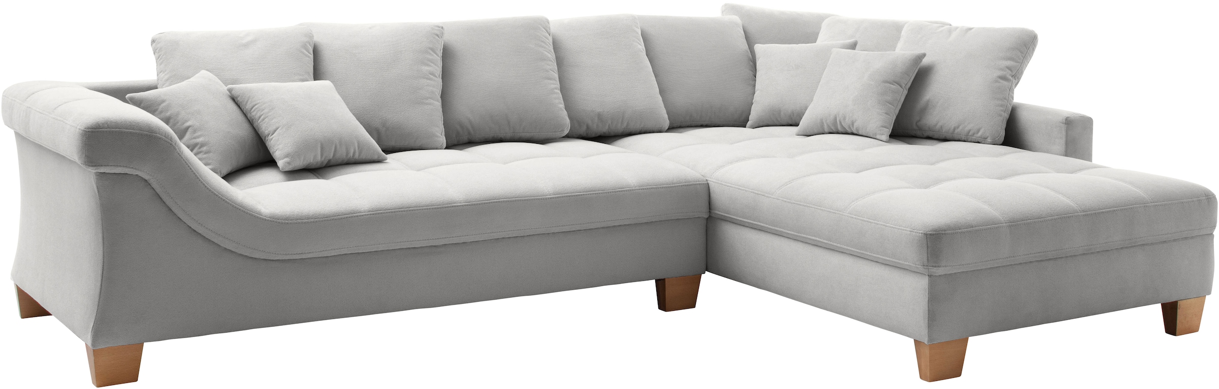 Mr. Couch Canapé d'angle »Bologna, L-Form, mit Holzfüssen« wahlweise mit Kaltschaum