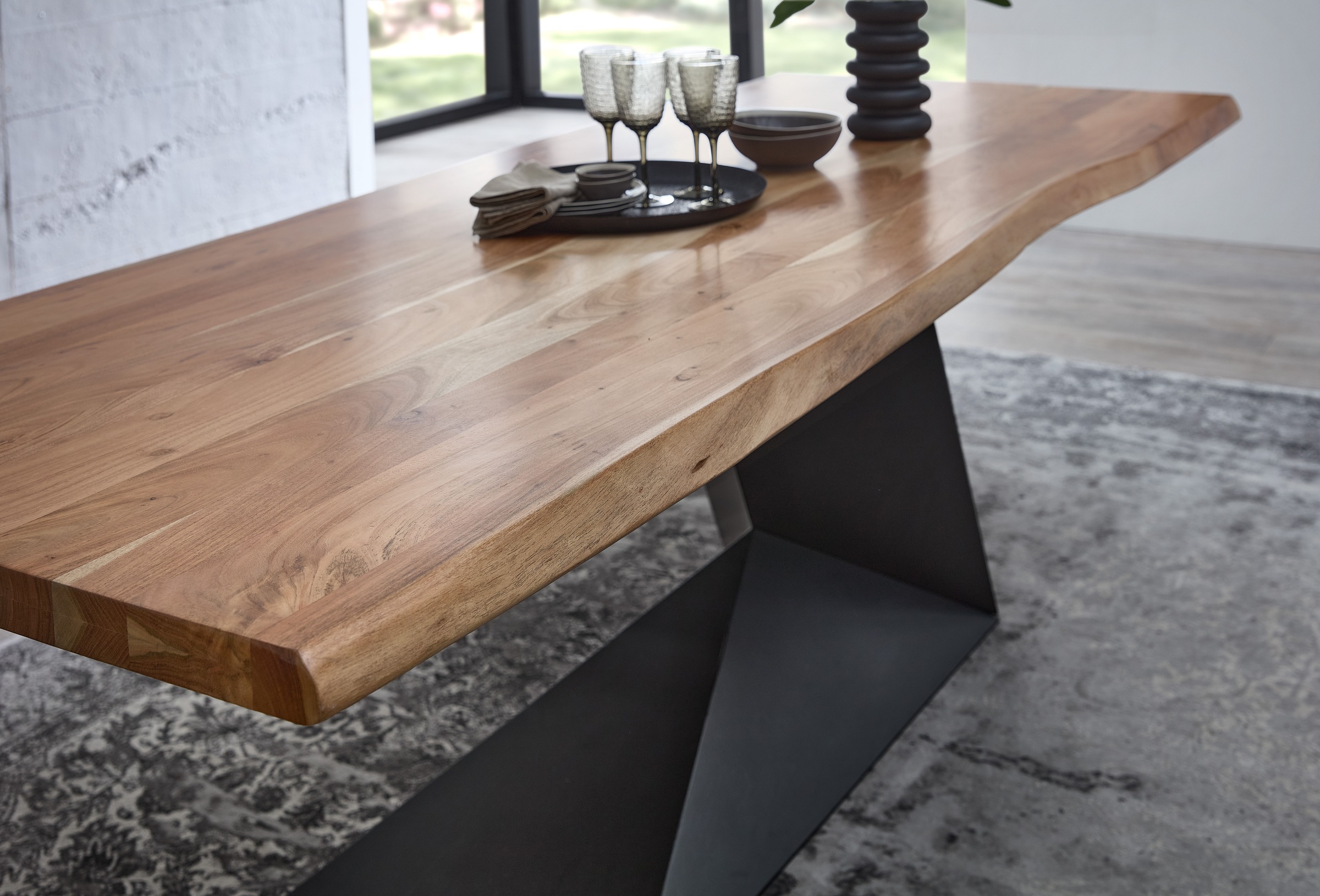 Stolkom Table de salle à manger »Alan Esszimmertisch Massivholz, wahlweise in 240 oder 200 cm breite« Akazie Massivholz, Flächenbelastung des Tisches ca. 90 kg