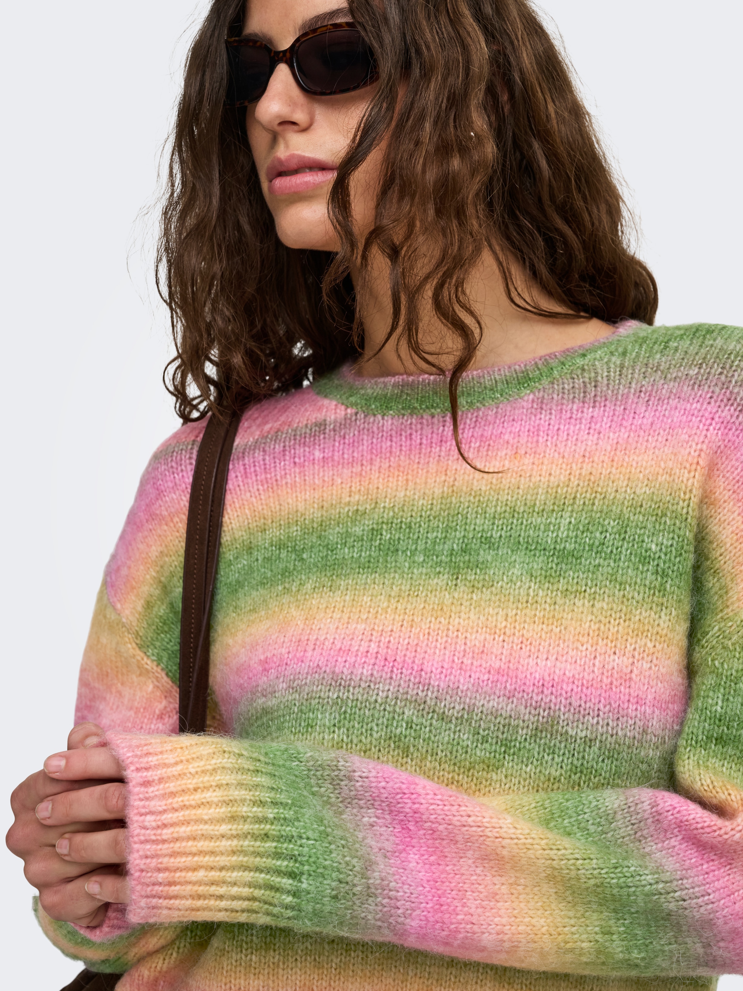 ONLY Pull en tricot »ONLDUBLIN LS SPACE DYE O-NECK KNT« Materialmix, regular fit, Strickmuster