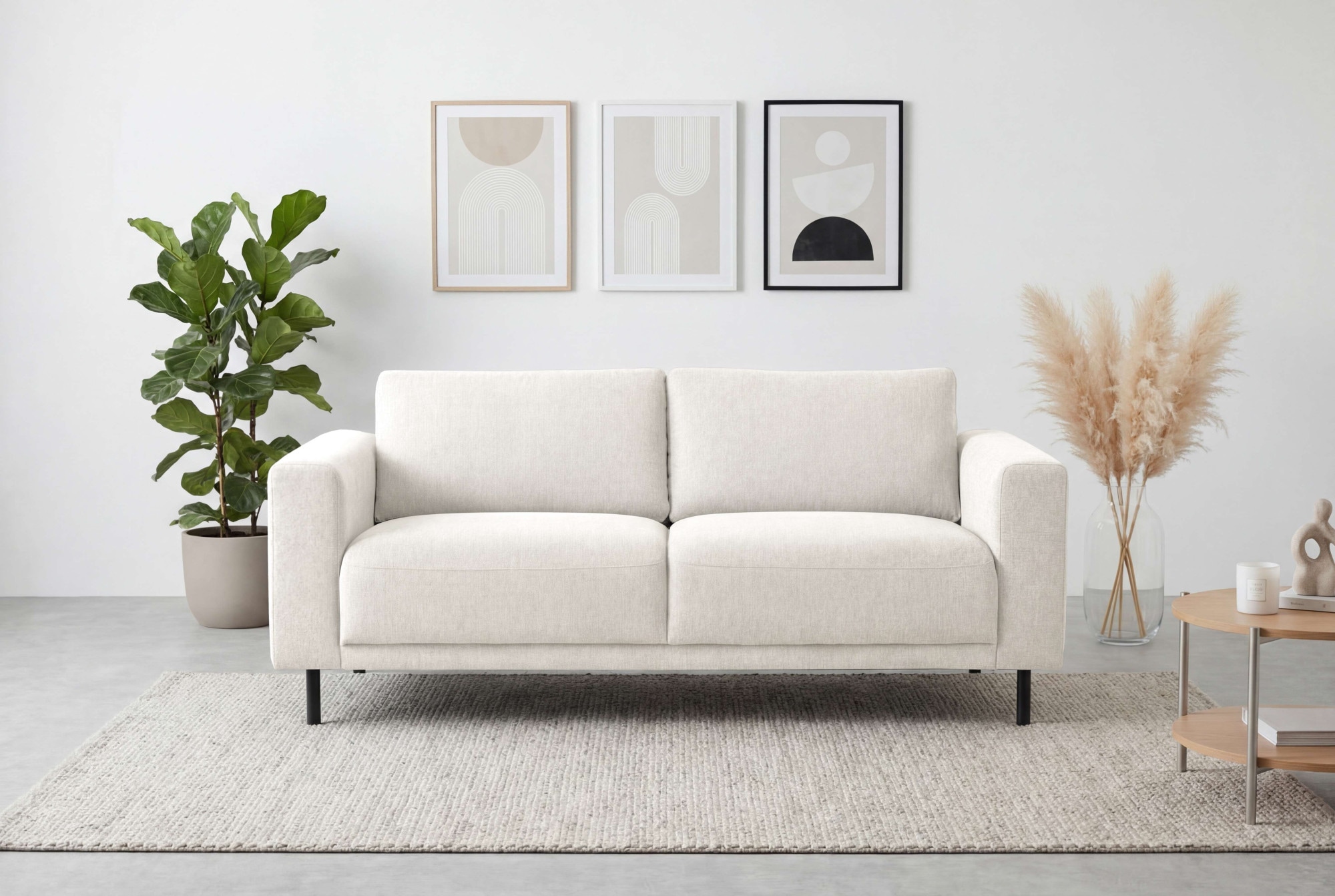 GOODproduct 2,5-places »Sveeva, Kompaktsofa, B.183 cm, schwarze Metallfüsse« tissu tissé durable, avec suspension ondulée, plusieurs couleurs