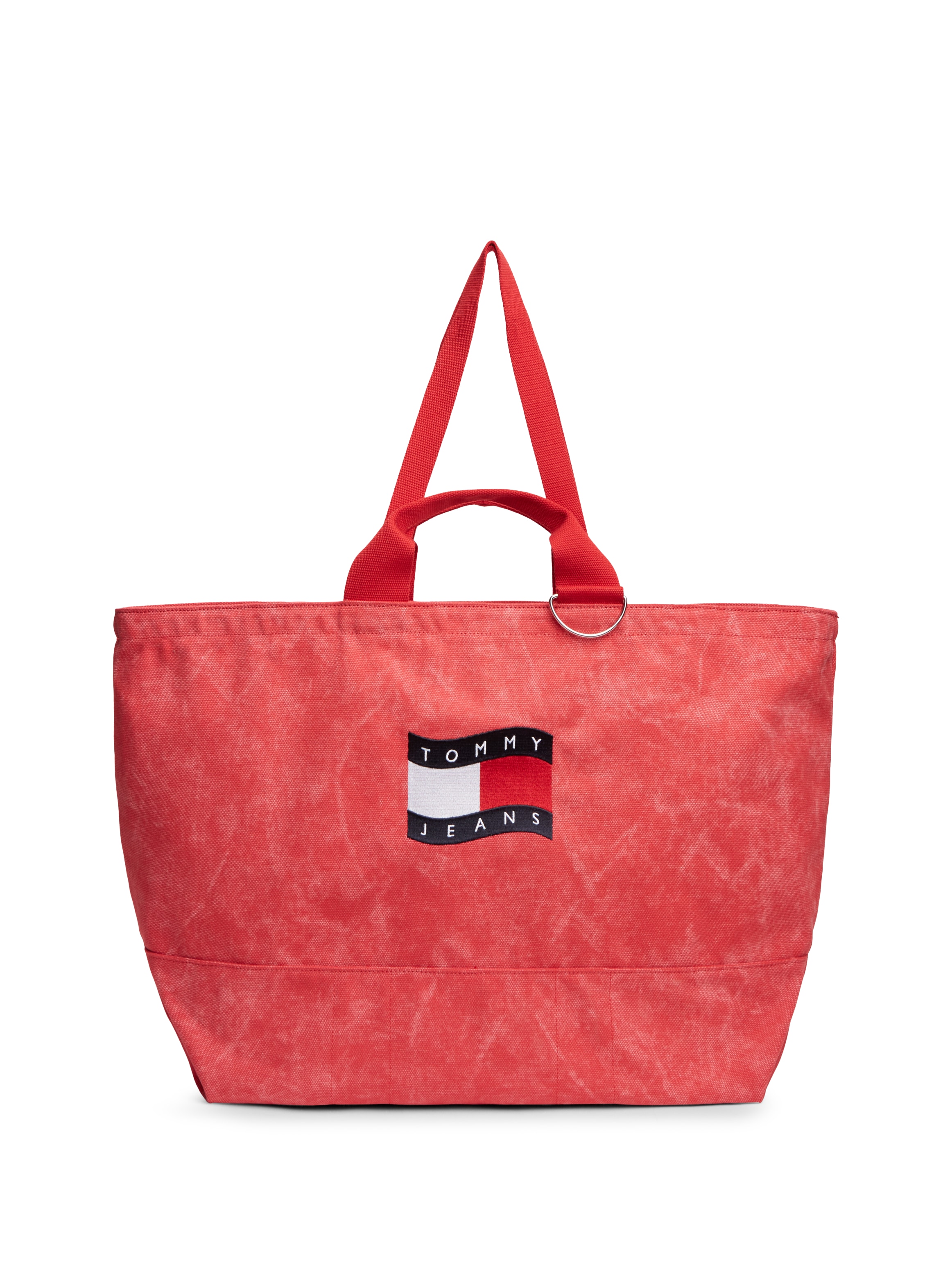 Tommy Jeans Tragetasche »TJW WAVE FLAG MED TOTE« Unisex Tragetasche, Umhängetasche, Shopper, Henkeltasche im Used-Look