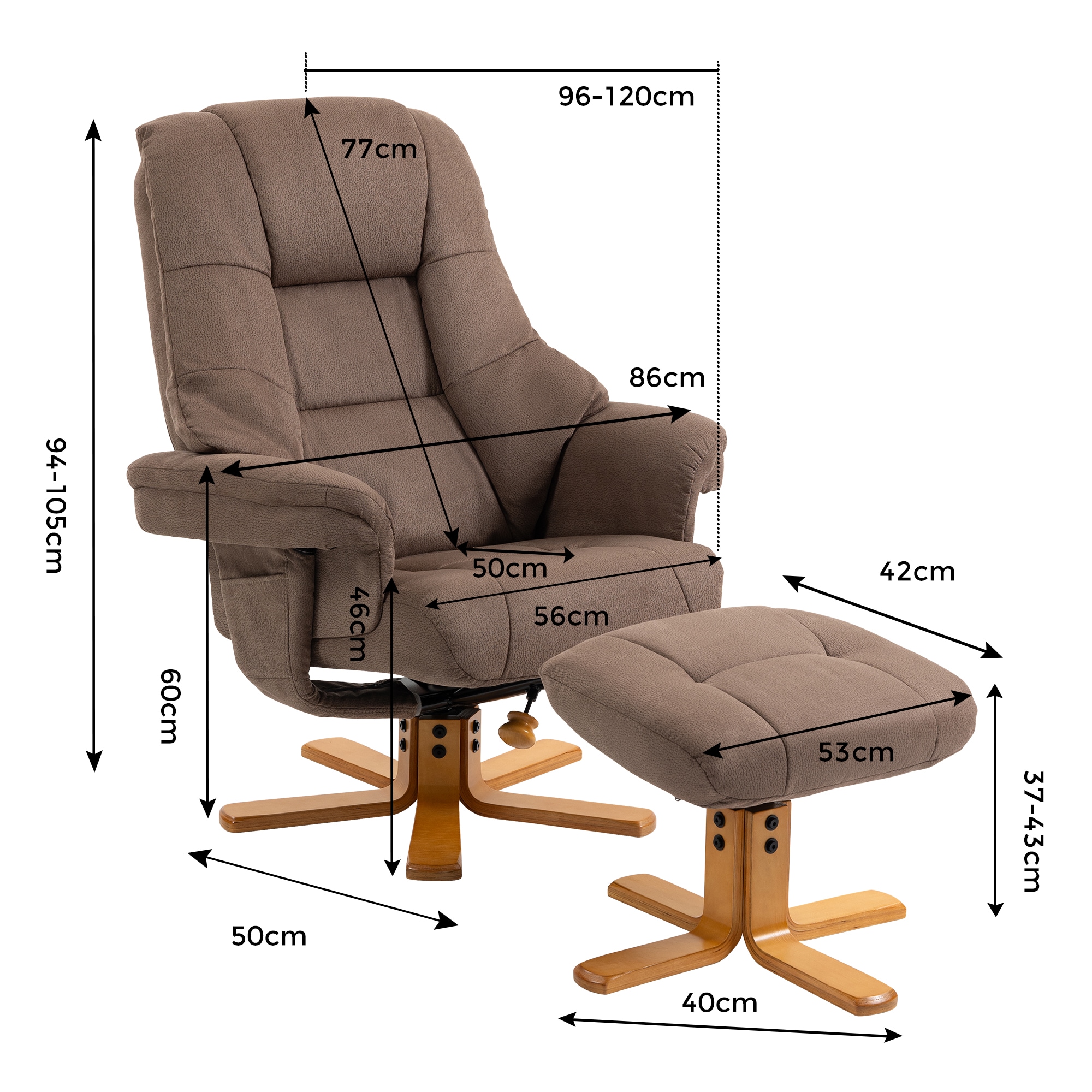 Duo Collection TV-Sessel »Bordeaux« mit Hocker und Relaxfunktion, 360 Grad drehbar