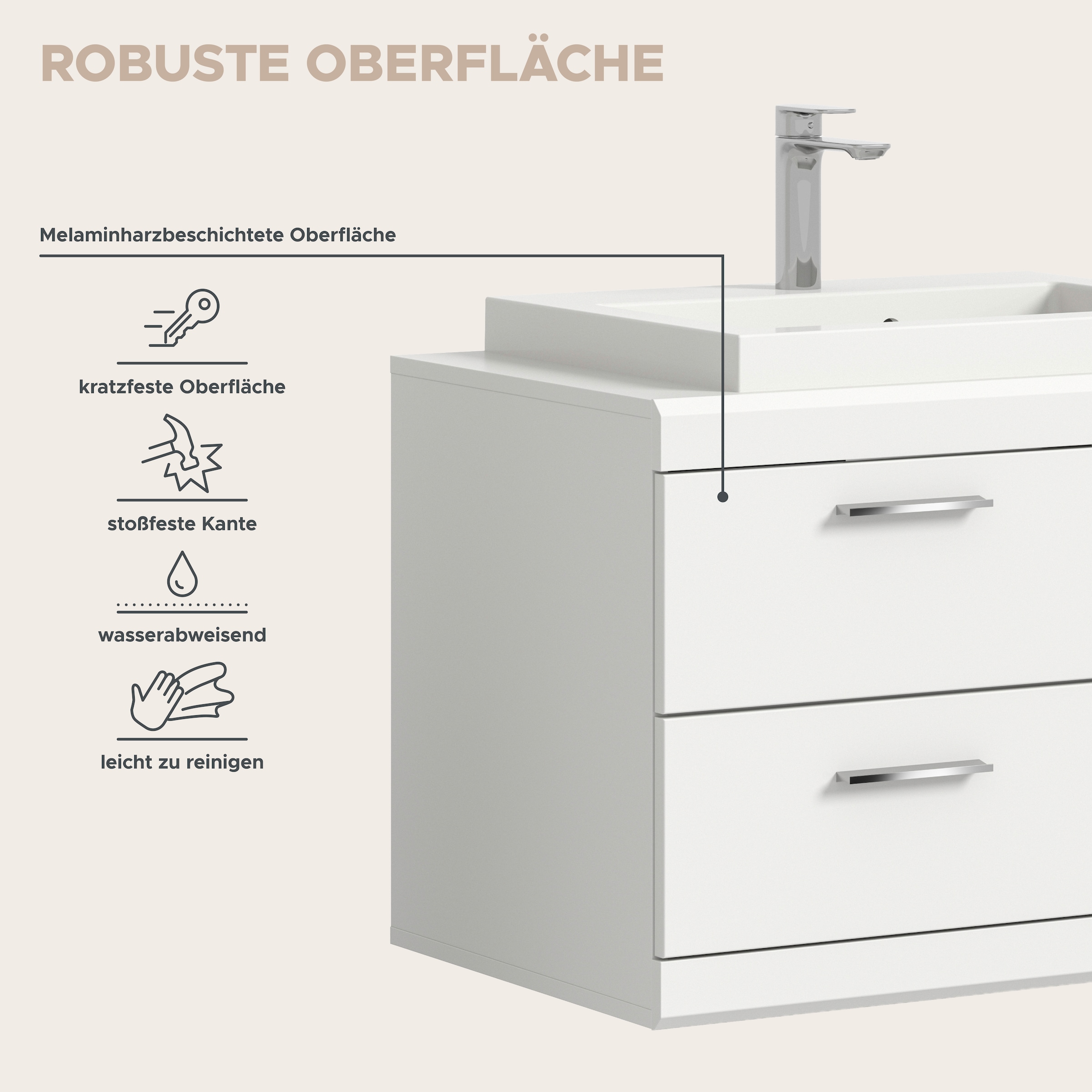 welltime Badmöbel-Set »SIENA, 2-teilig, Waschtisch inkl. Waschbecken & Spiegelschrank«