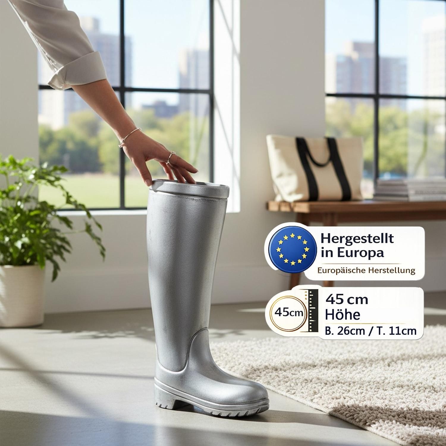 Casablanca by Gilde Porte-parapluies »Regenschirmständer Stiefel, silber« pour parapluies, hauteur 45 cm, forme bottes en caoutchouc, en céramique