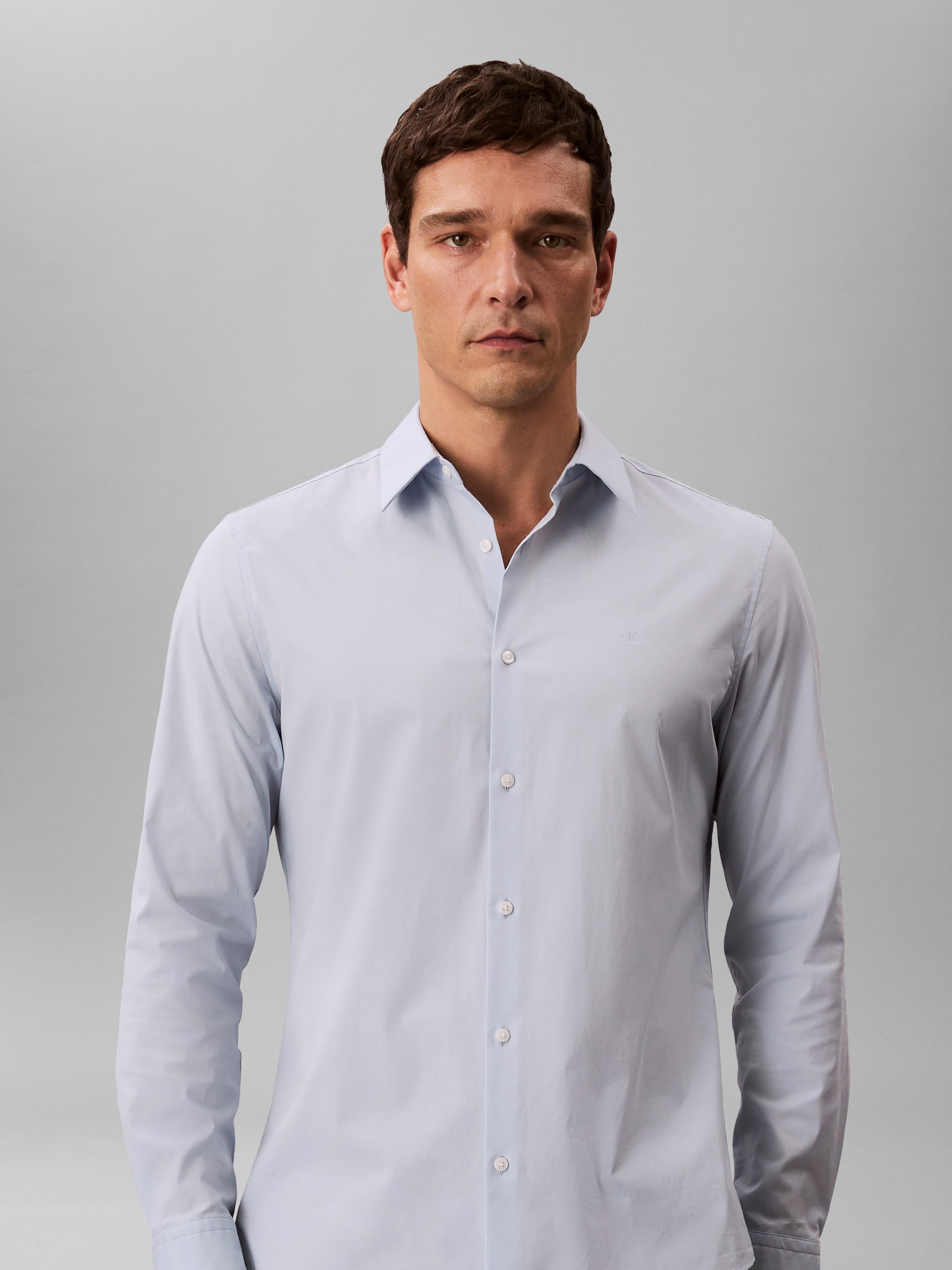 Calvin Klein Langarmhemd »LONG SLEEVE SOLID STRETCH SLIM SHIRT« slim fit, in Unifarbe