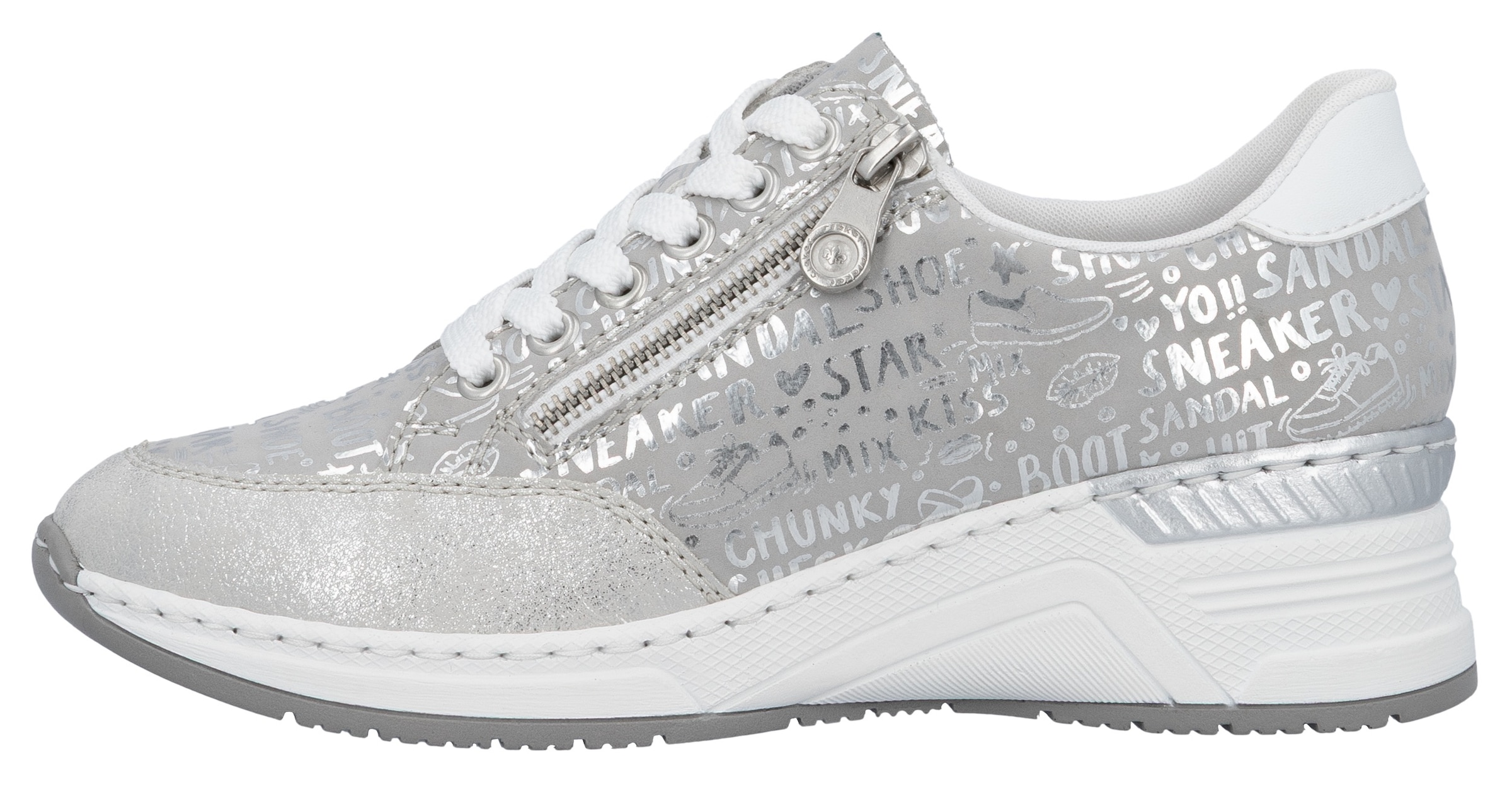 Rieker Sneakers  mit Lettern bedruckt, Freizeitschuh, Halbschuh, Schnürschuh