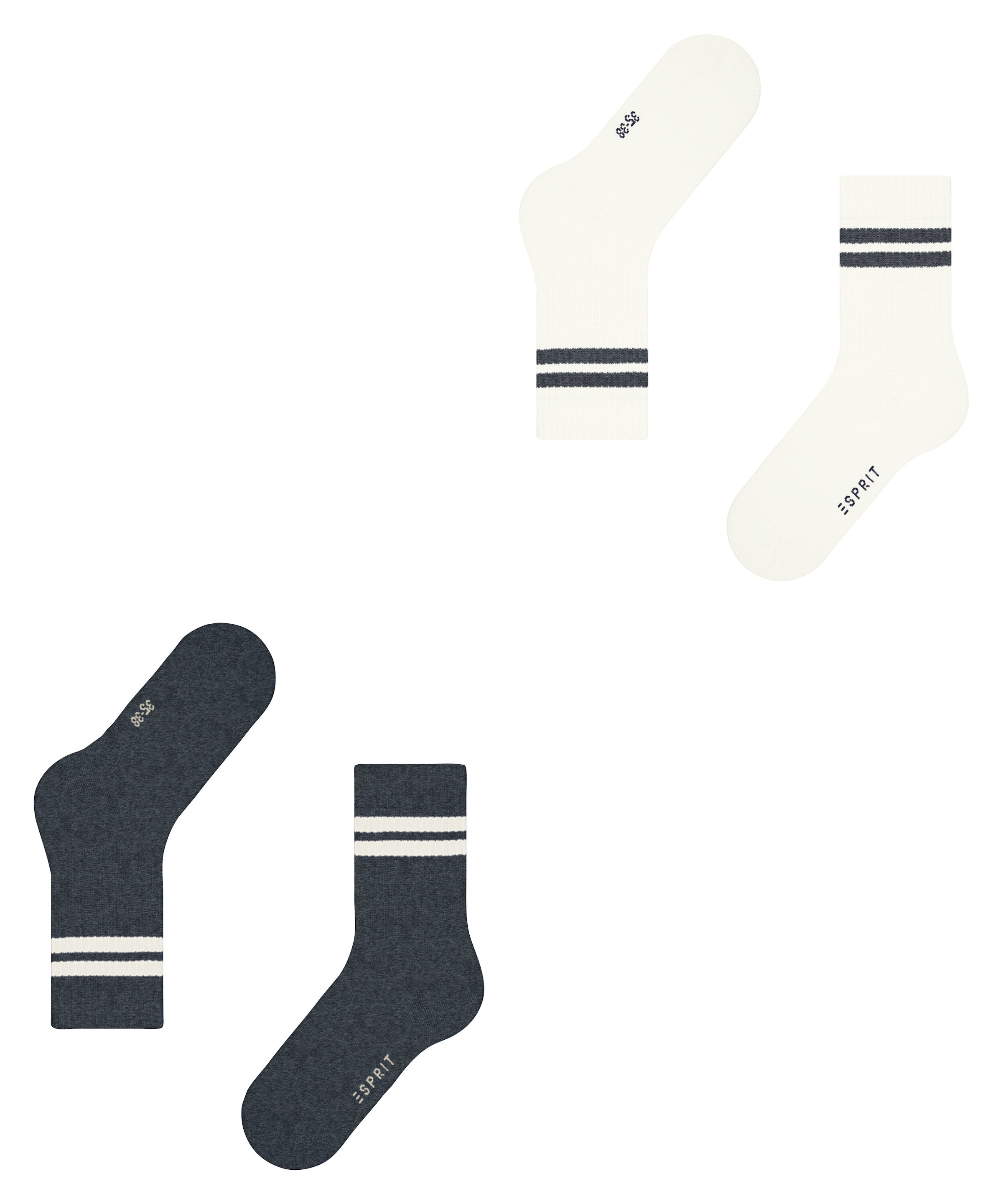 Esprit Chaussettes de tennis »Tennis Stripe« 2 paires,  avec bandes contrastées, design sportif, coupe parfaite