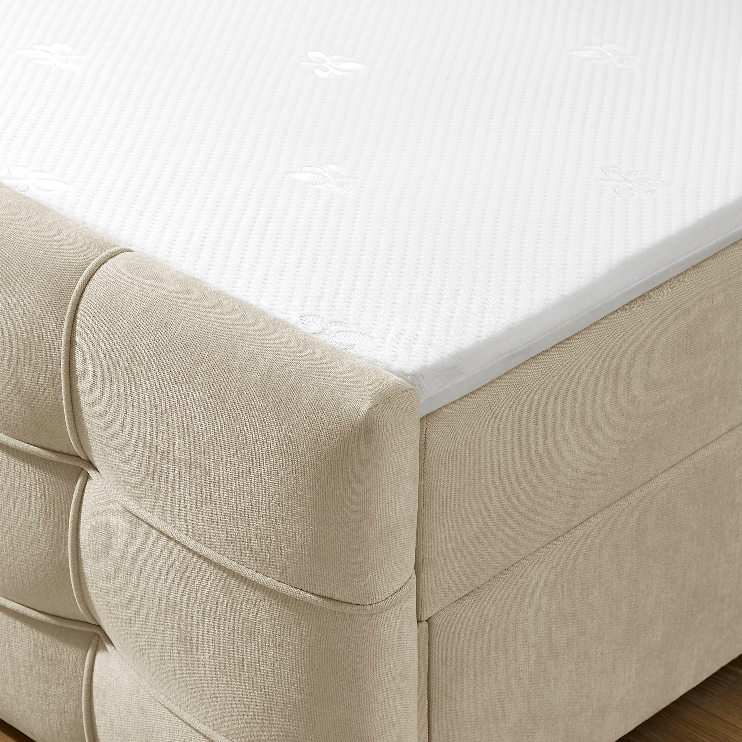 GOODproduct Lit de boxe »LILIENNE, Polsterbett mit Bettkasten und Taschenfederkernmatratze H3« avec surmatelas en mousse froide, revêtement en chenille, 160x200 & 180x200 cm