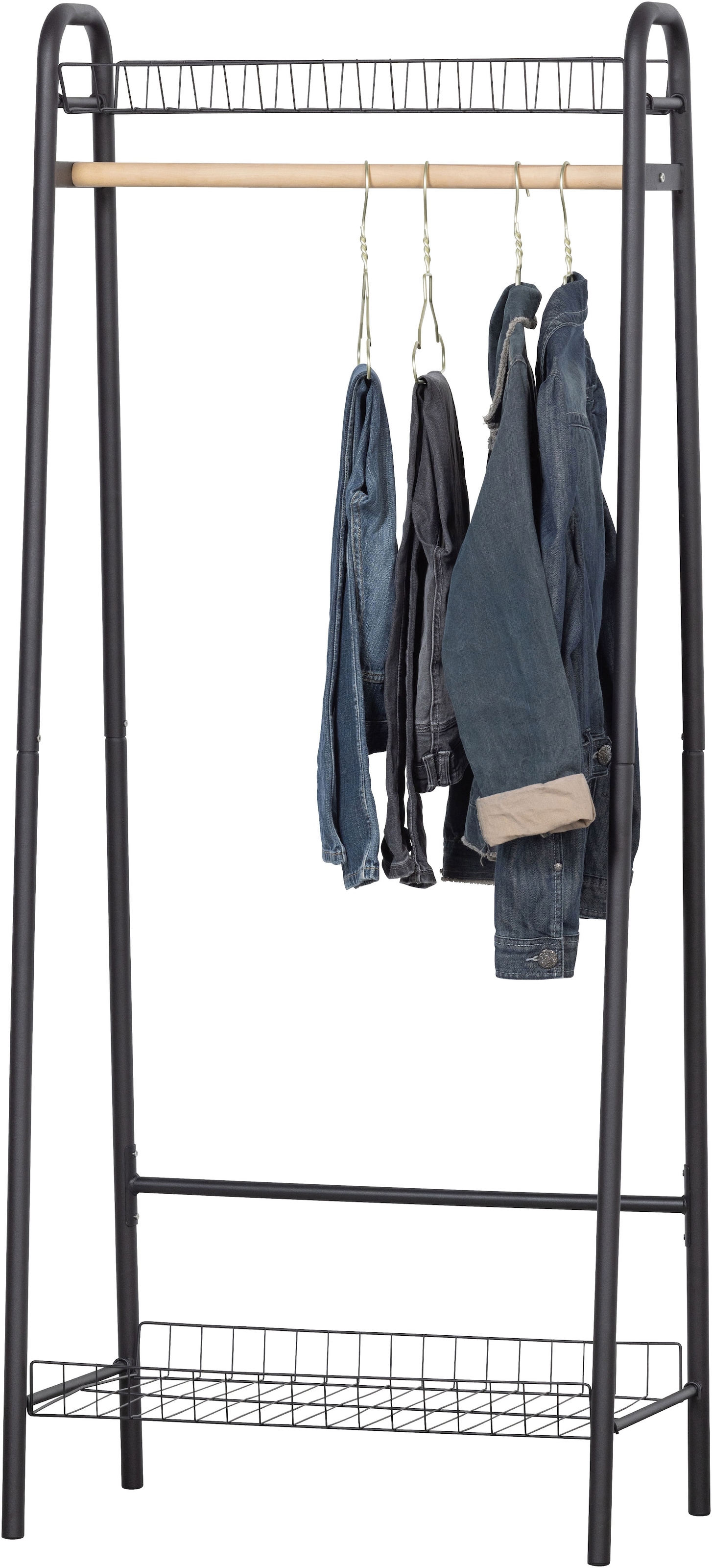 WOOOD Garderobenständer »Jovi Metall und Holzkleiderstange B 70 x T 41 x H 167 cm« Tragkraft 10 kg, Pfleiglicht, einfach zu montieren