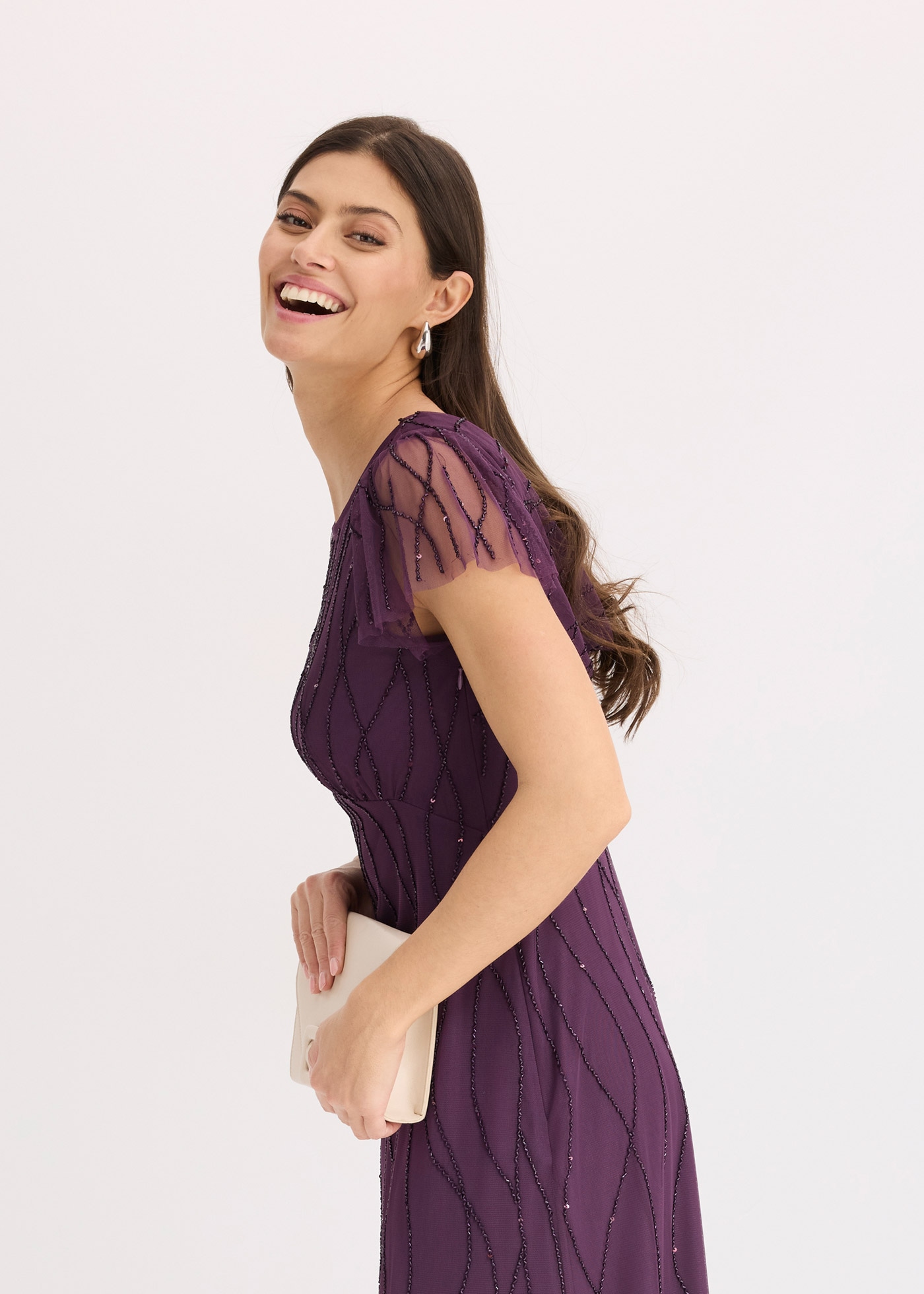 bonprix Maxi robe für Abiball, Festtage und Hochzeiten, aus Tüll, mit Perlenstickerei