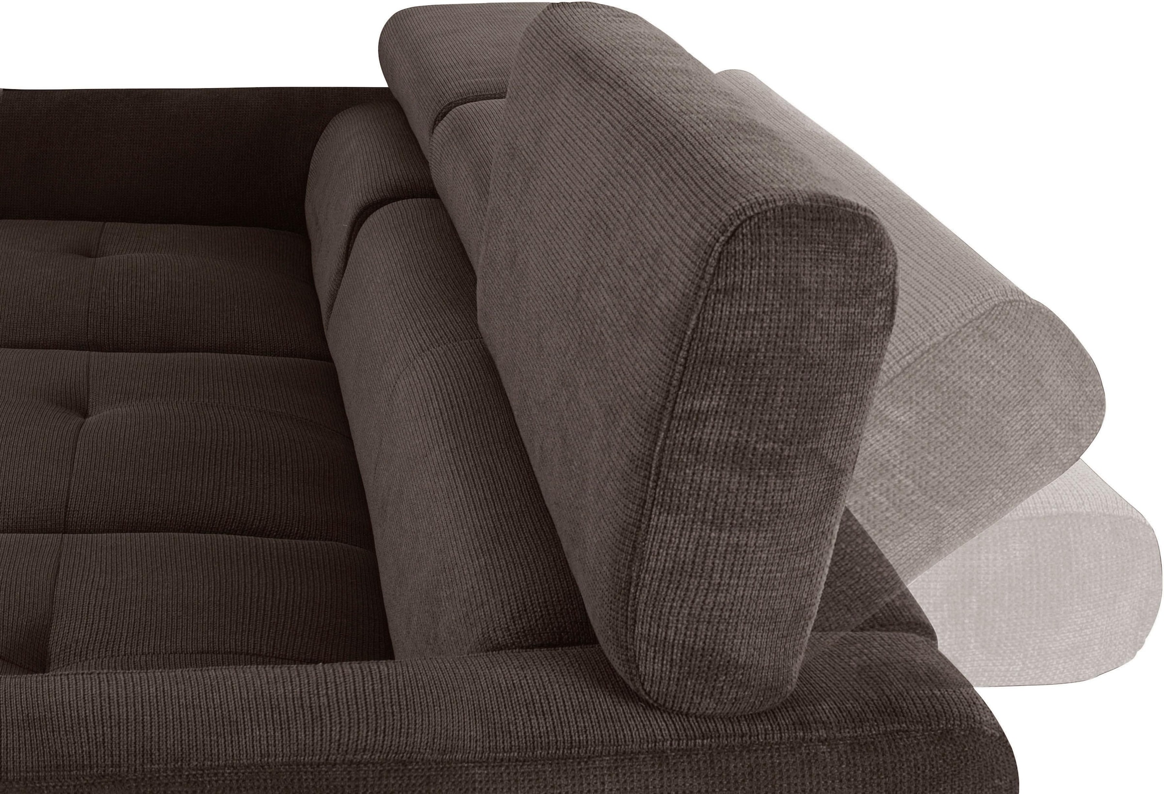 COTTA Canapé d'angle »Sammy L-Form« mit Kopfteilverstellung, wahlweise mit Bettfunktion & Bettkasten