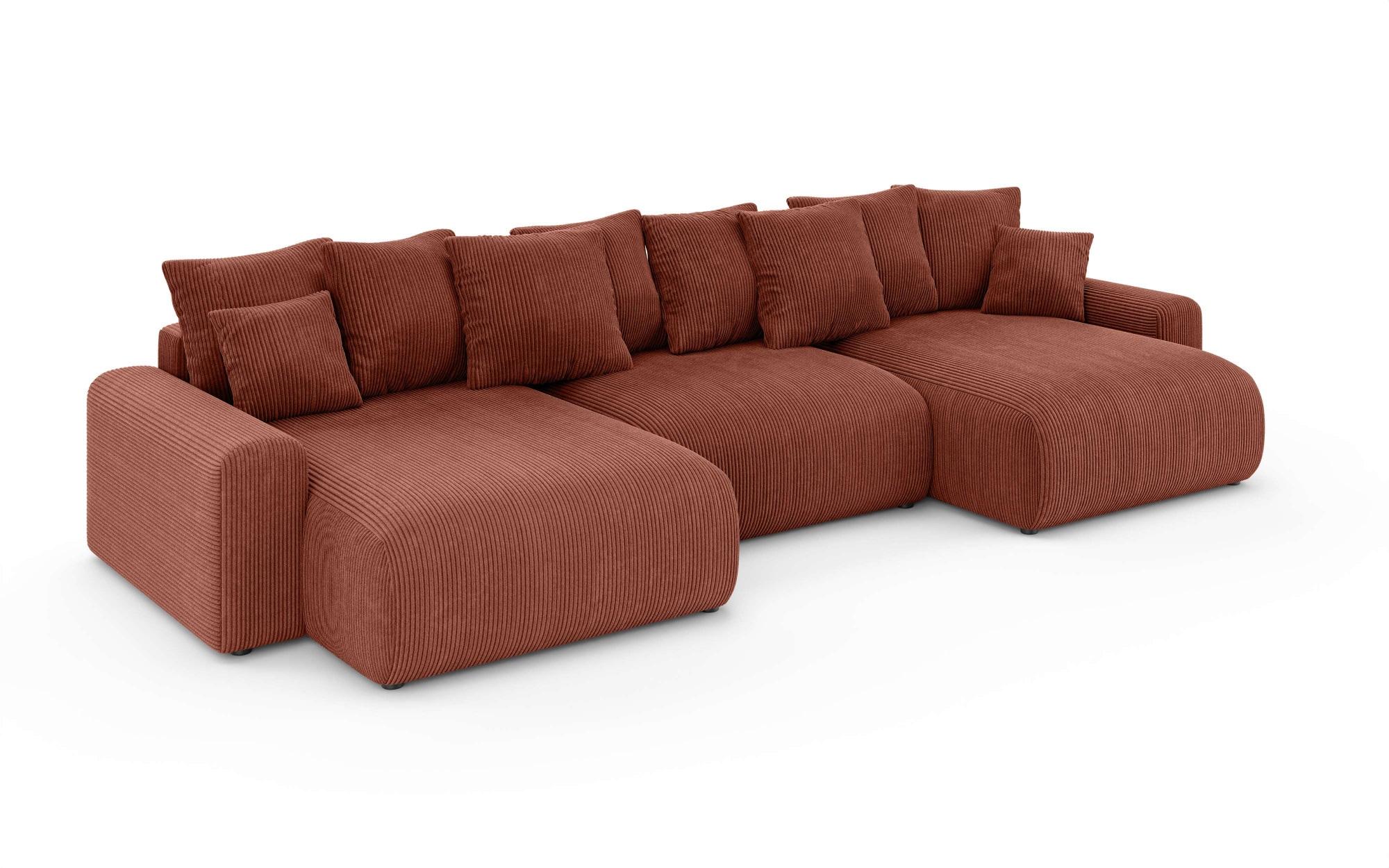 Home affaire Paysage de salon »LAKESIDE mit Bettfunktion und Bettkasten, Masse B/T/H: 332,5/142/84 cm« U‑Form mit vielen Kissen und Wellenunterfederung