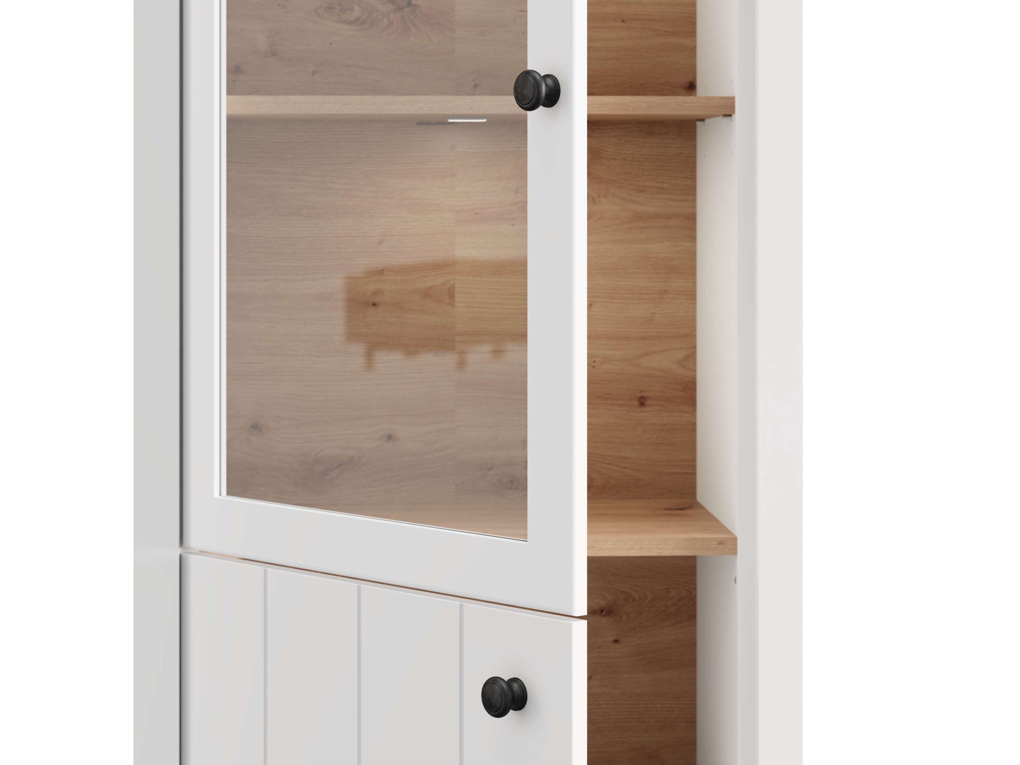Home affaire Vitrines »BEDFORD Vitrinenschrank, Glasschrank, Standvitrine, Highboard« Profil MDF 2D revêtu, estampage à chaud, chants ABS 1 mm, 4 tablettes