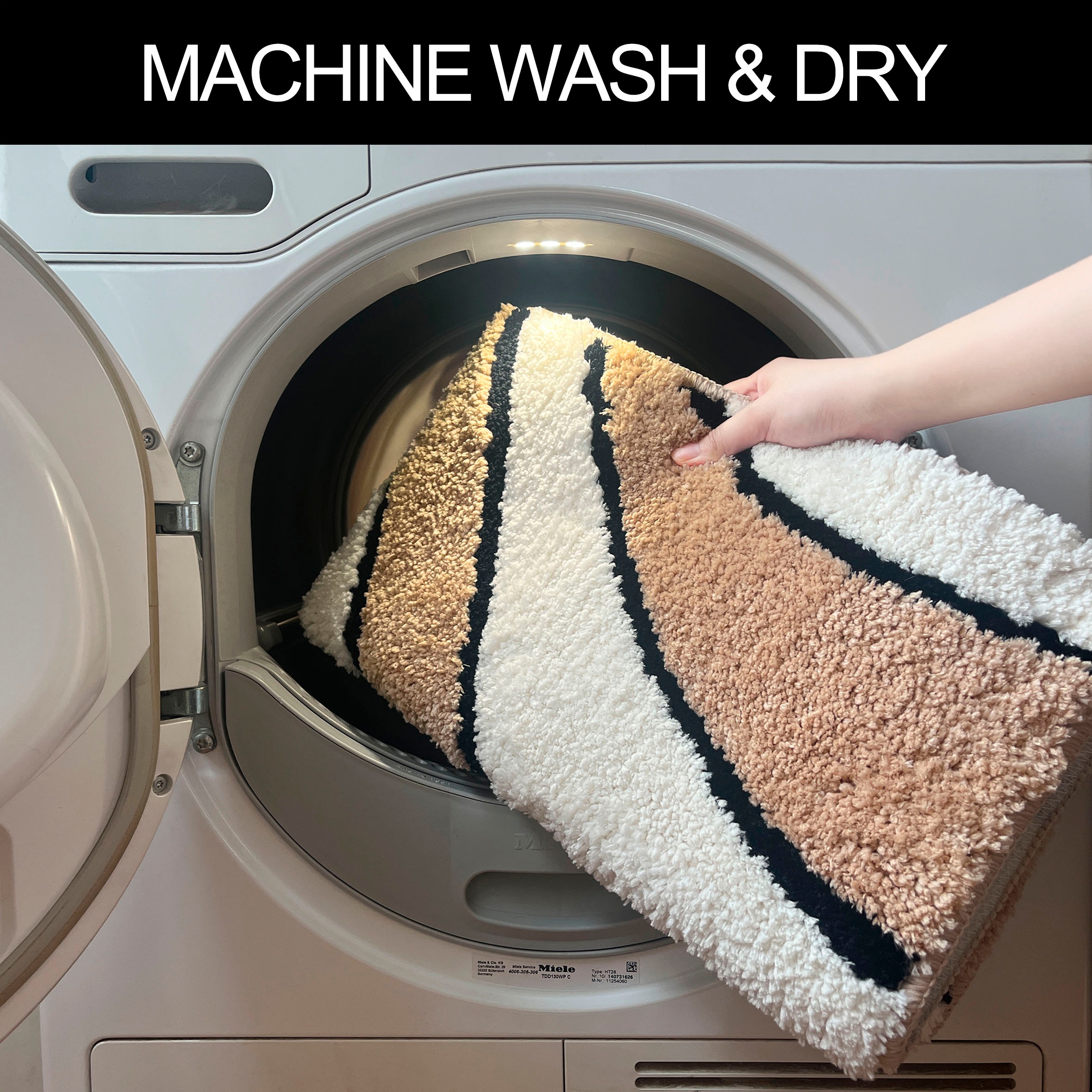 my home Badematte »Anna, Badvorleger, Badezimmer Teppich« Höhe 16 mm rutschhemmend beschichtet fussbodenheizungsgeeignet | schnell trocknend Badteppich, Hoch Tief Effekt, Modern, Weich, Wellen