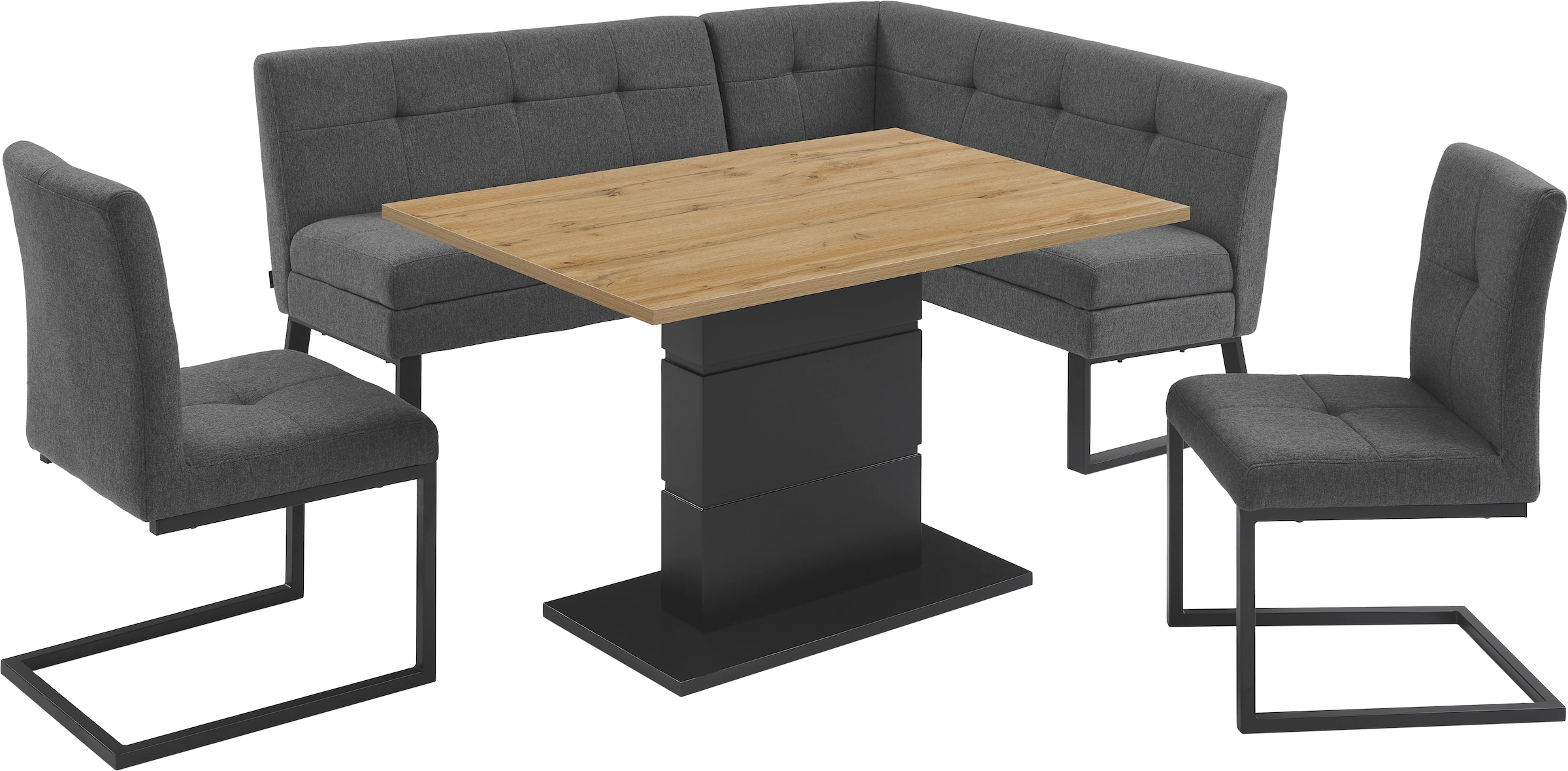 GOODproduct Banc d'angle »Geranie, Sitzbank, Essbank, pflegeleichter Strukturstoff« Eckbank inkl. Stauraum, Pulverbeschichtetes Metallgestell