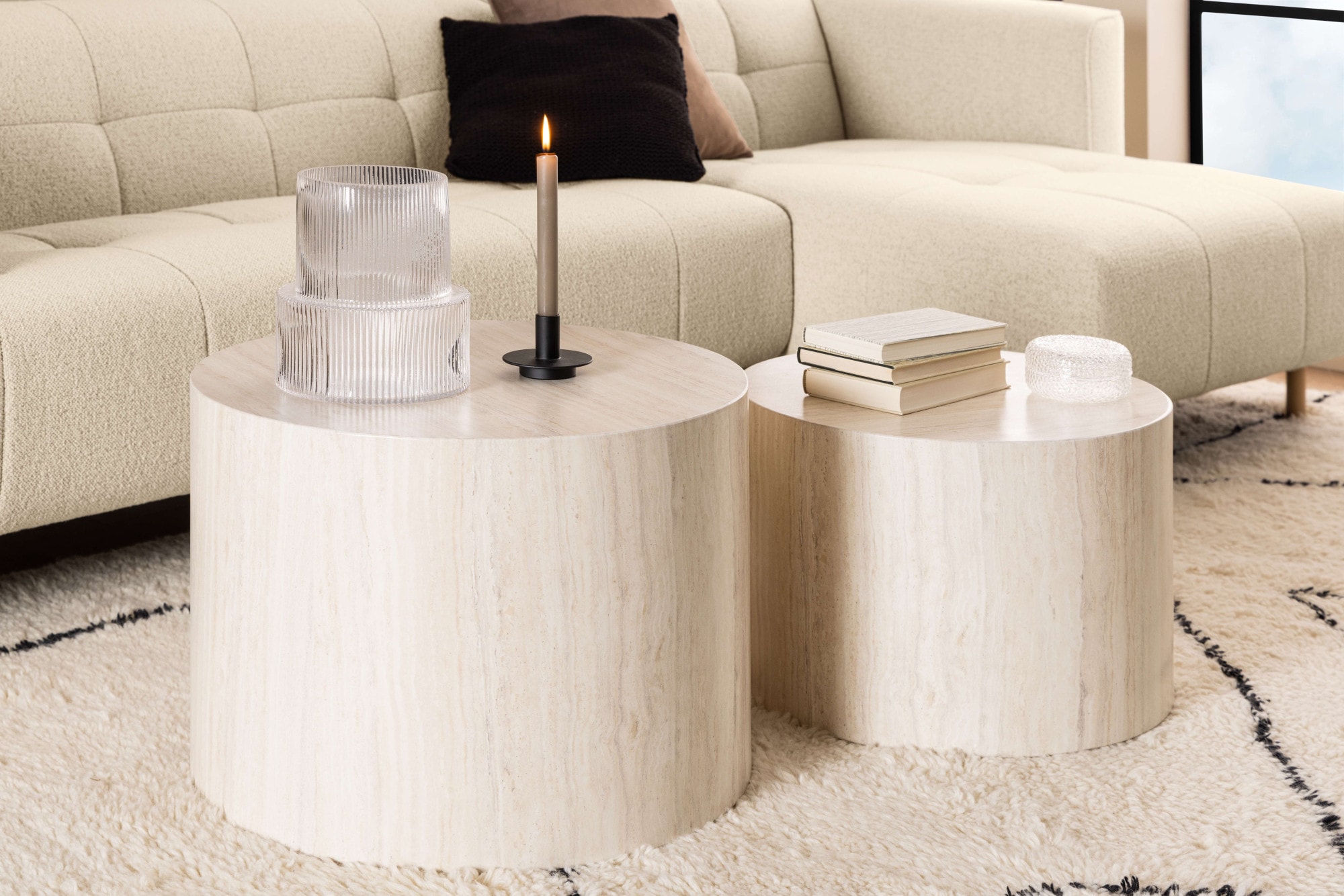 ACTONA GROUP Table basse »Dice 2er Set - Steinoptik, modern & stilvoll, skandinavisches Design« Table basse, table d’appoint,  Choix OTTO, table d'appoint facile d'entretien, polyvalente, robuste