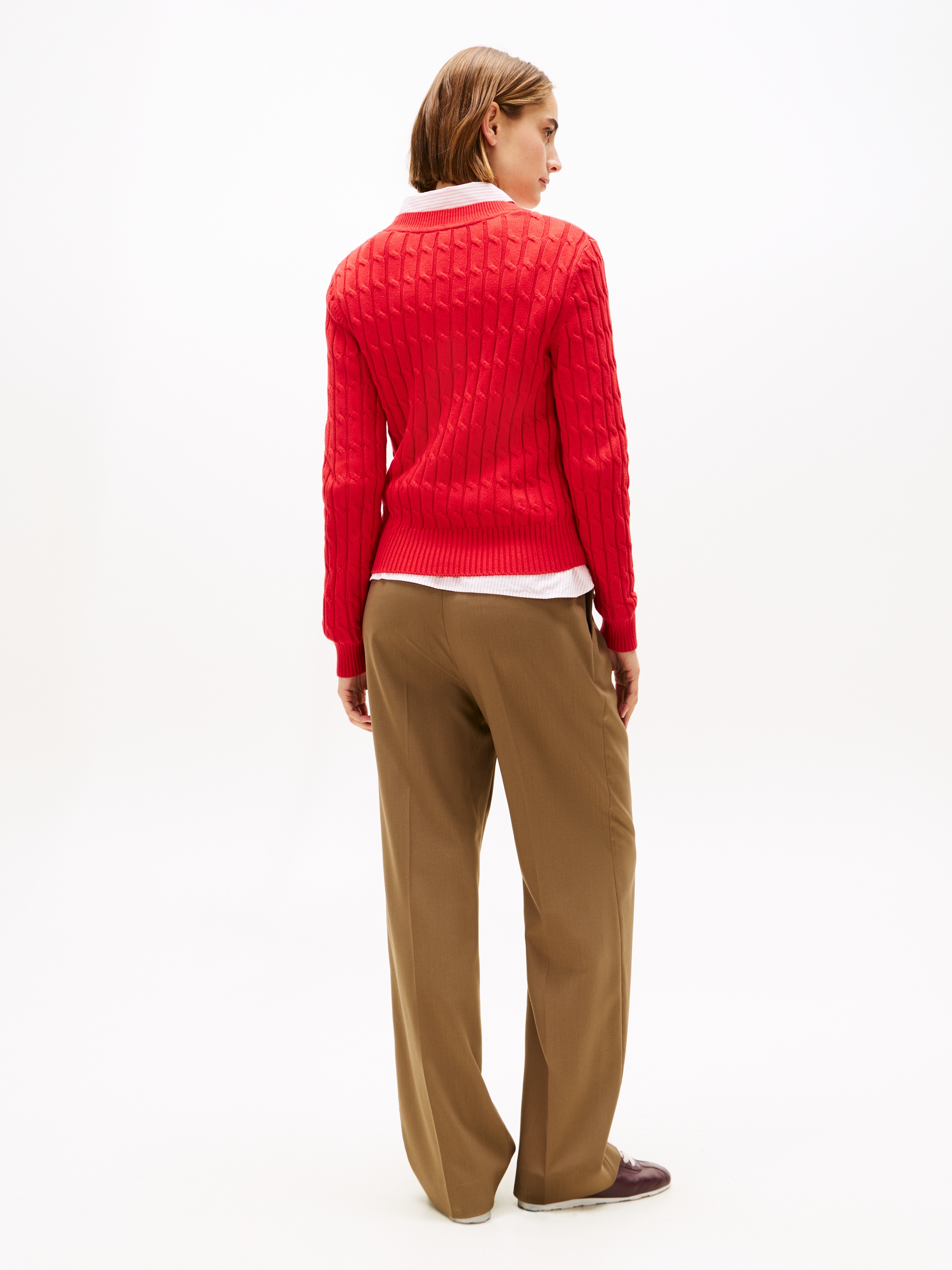 Tommy Hilfiger Pull à col rond »CO CABLE MID GG C-NK LS SWT« mit Zopfmuster