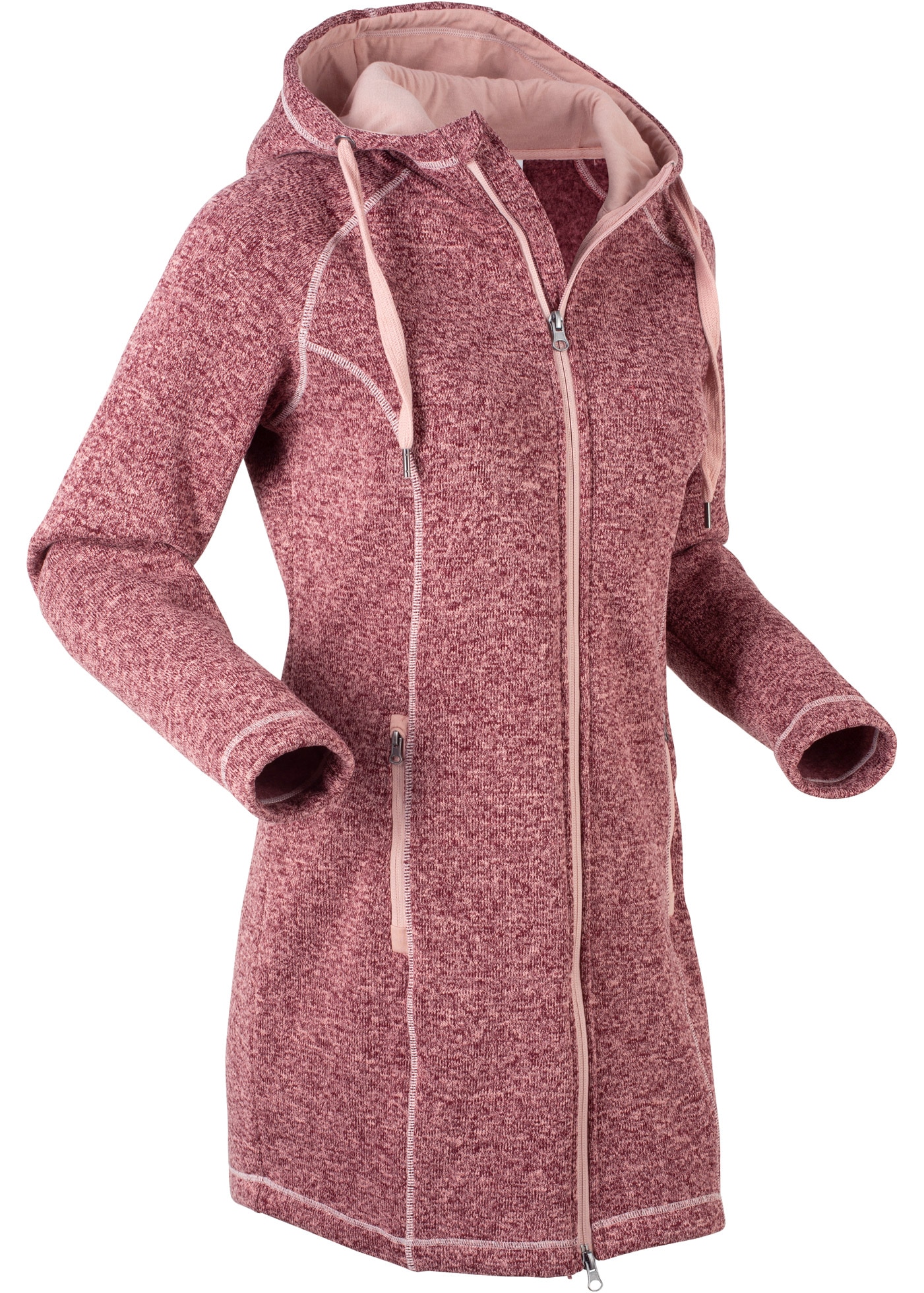 bonprix Strickfleecejacke mit Kapuze mit Kapuze mit Kordelzug, Reissverschlusstaschen