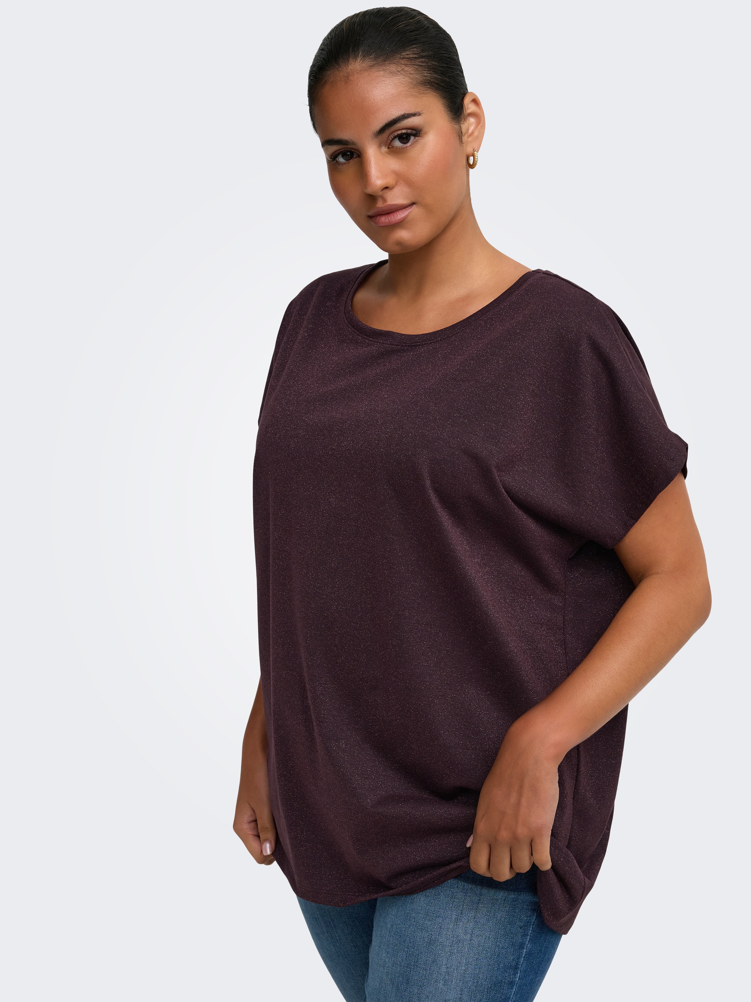 ONLY CARMAKOMA T-shirt à manches courtes »CARMOSTER GLITTER S/S TOP JRS NOOS« mélange viscose, coupe régulière