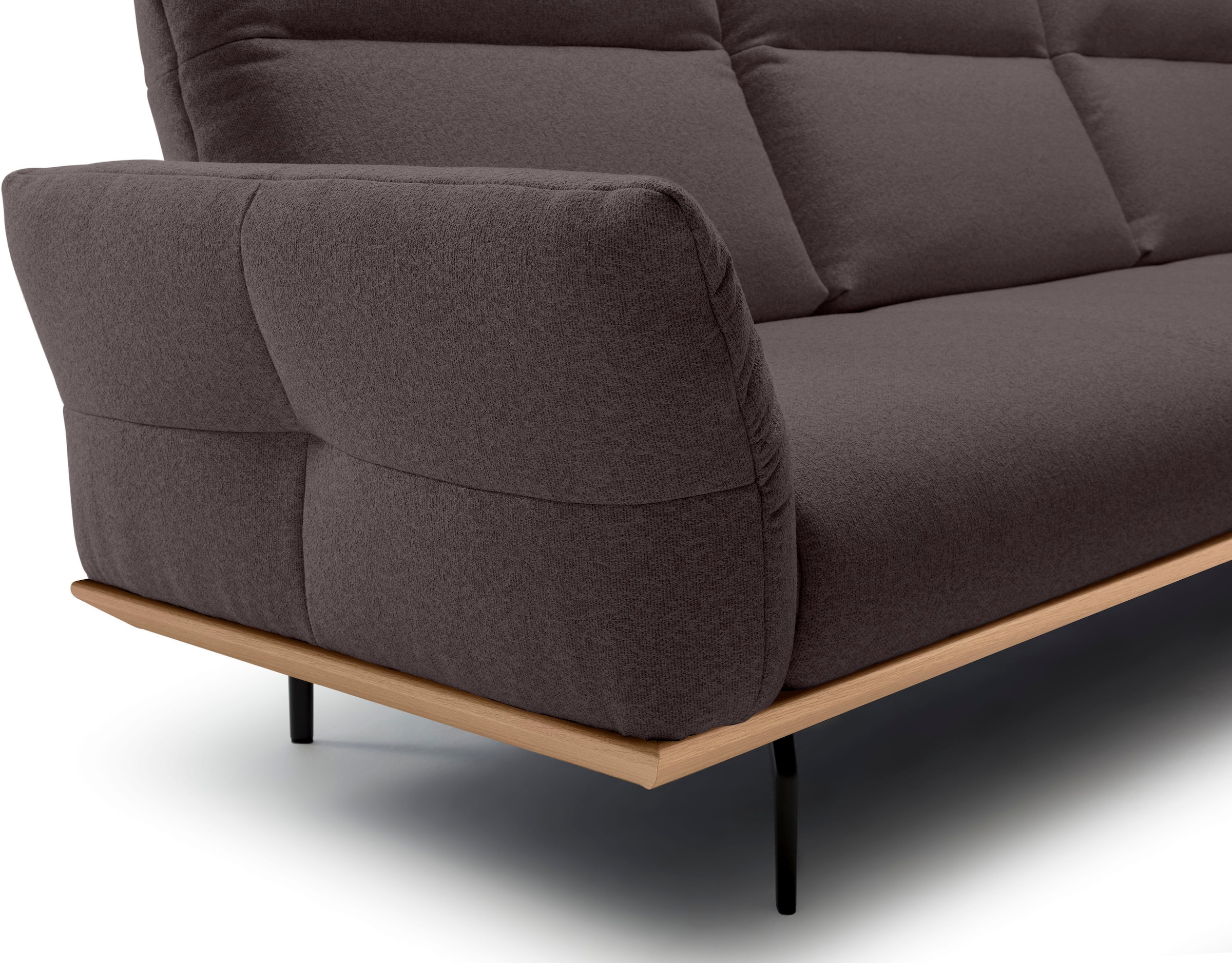 Creation BY ROLF BENZ Canapé d'angle »CR.460 Designsofa mit verstellbarer Rückenlehne, hochwertig & bequem« socle en chêne, pieds en aluminium moulé gris ombre, largeur 298 cm