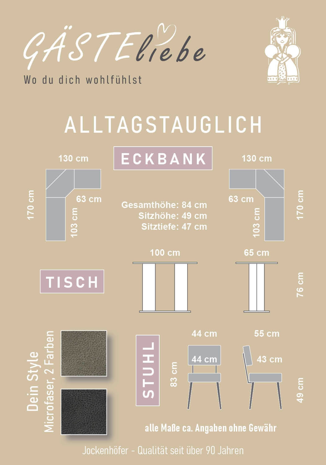 GOODproduct Eckbankgruppe »Theo (Set, 4-tlg. Tisch, Bank und 2 Stühle) 2 Farben wählbar« Bank links/rechts montierbar, mit Stauraum, Stühle im 2er Set