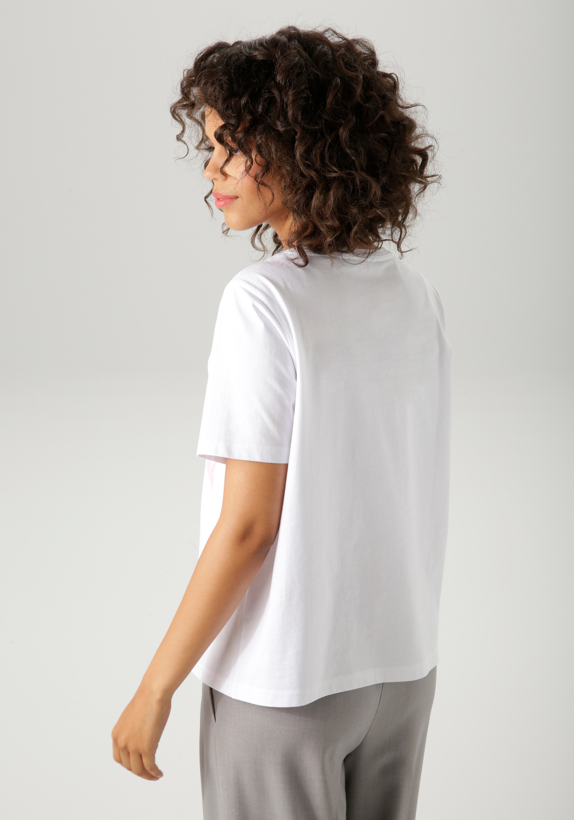 Aniston CASUAL T-Shirt mit Krebs und Schriftzügen bedruckt