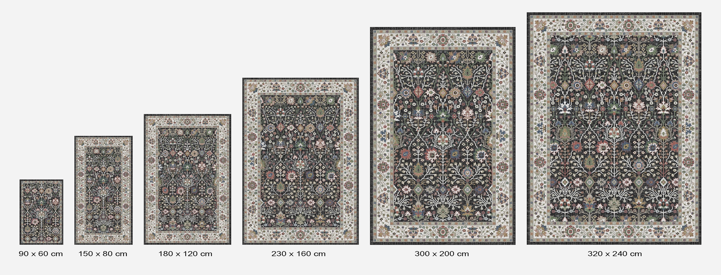 GOODproduct »Aylaa, Blumen-Motiv, Orient« Rectangulaire 9 mm Höhe oriental, fleurs, cadre, salon, chambre, salle à manger