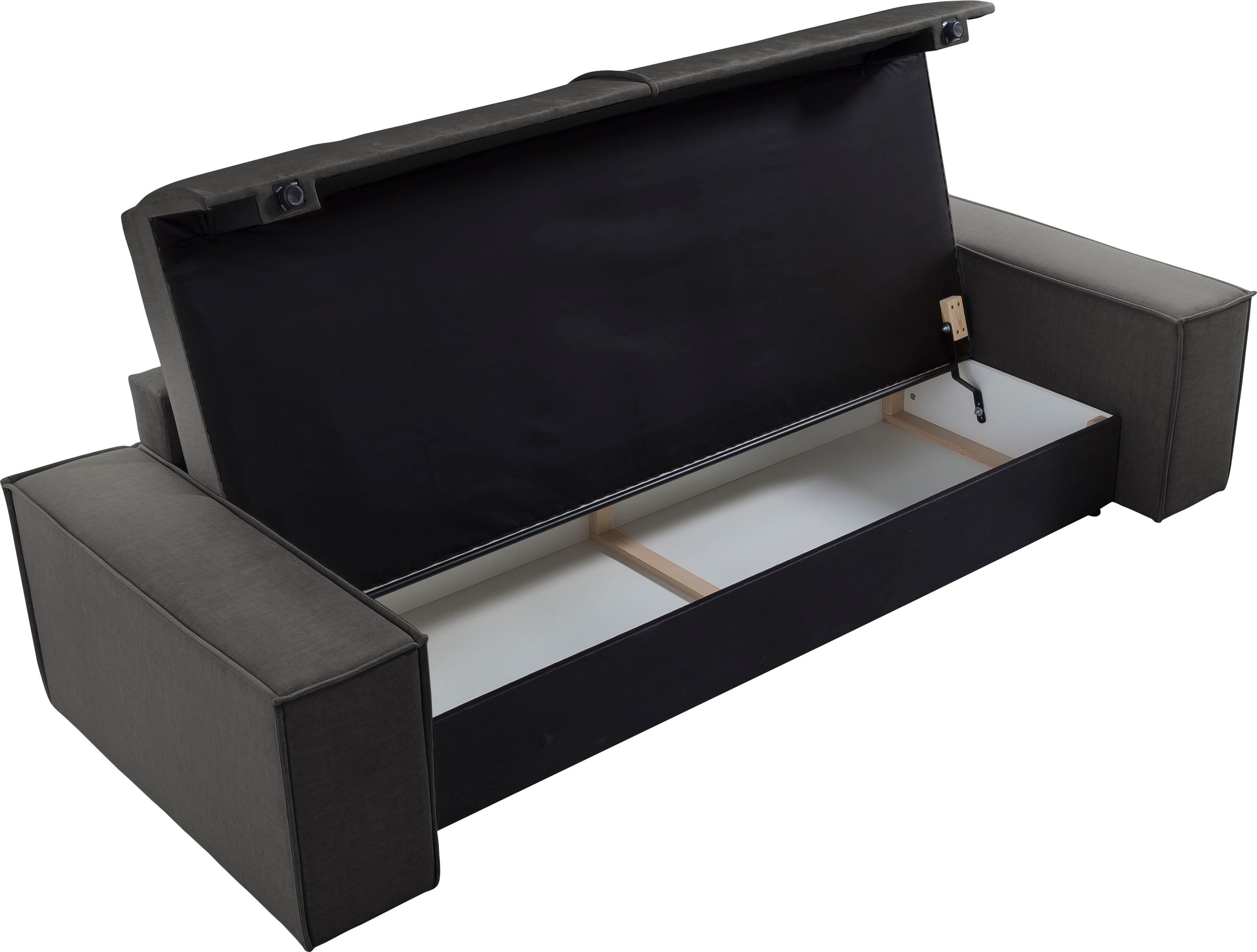 GOODproduct 3-Sitzer »SHERWOOD Samtvelours Schlafsofa (257cm)« Schlaffunktion mit Bettkasten (ca. 136/200cm)